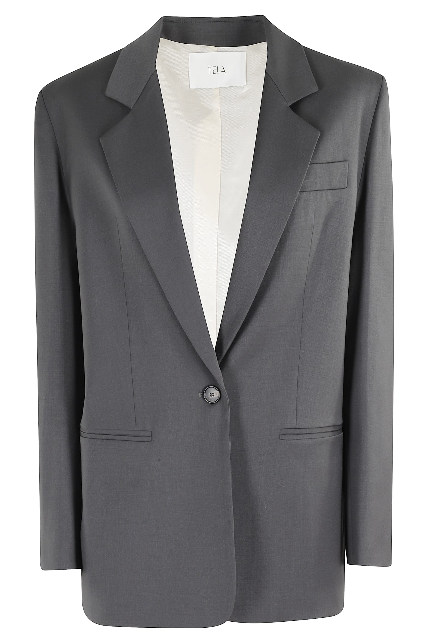 Tela Single-breasted Notched-lapel Blazer In Gray