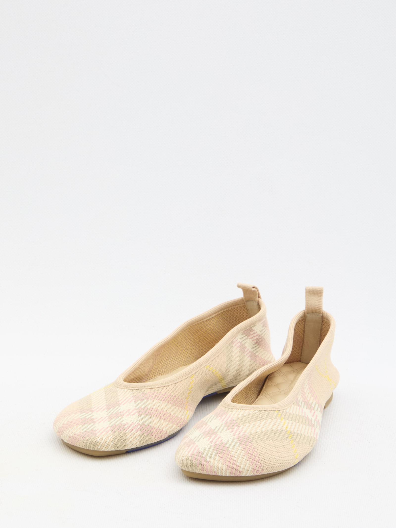 Shop Burberry Check Knit Baby Ballerinas In Teacup Ip Check