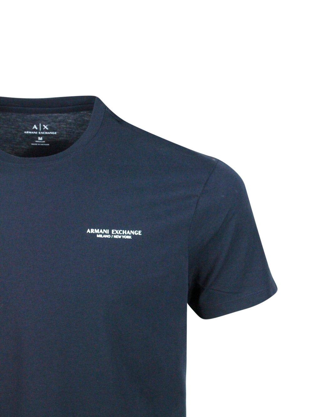 Shop Armani Collezioni Logo-printed Crewneck T-shirt In Blue