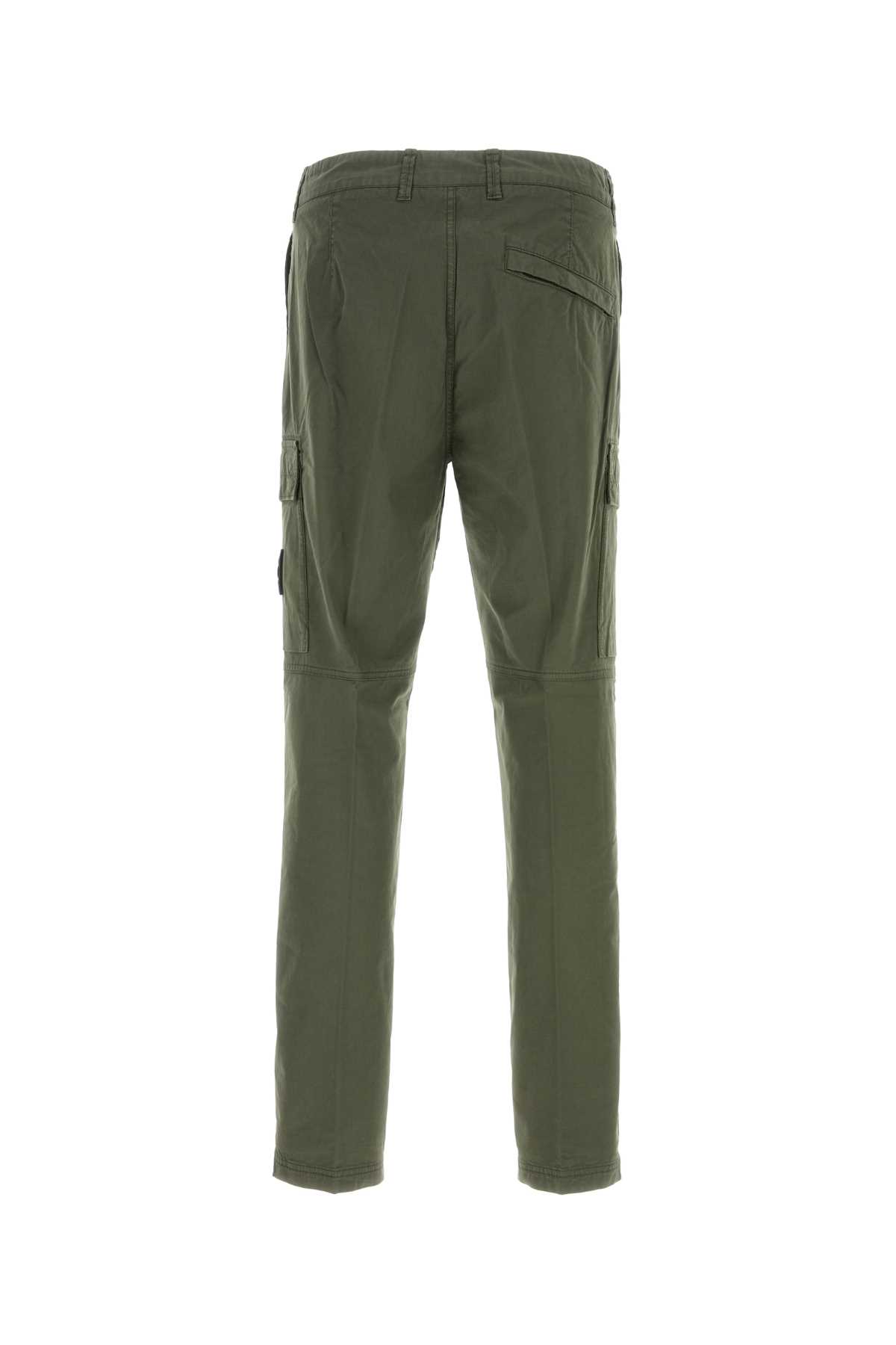 Shop Stone Island Dark Green Stretch Cotton Cargo Pant In Muschio