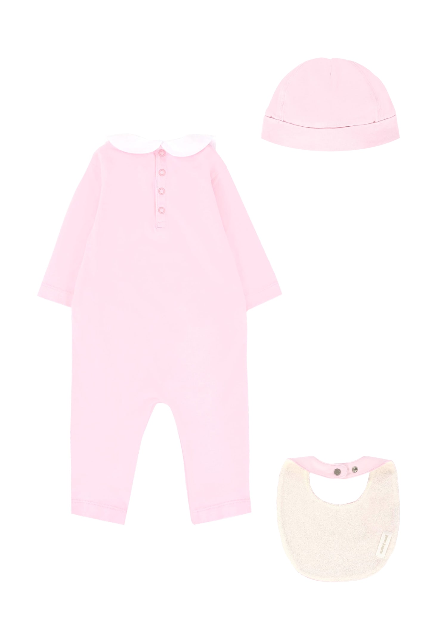 Palm Angels Pink Babygrow Set For Baby Girl With Logo In Pink