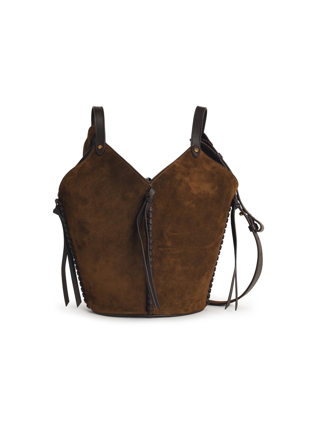 Isabel Marant Mini Bucket Bag With Adjustable Strap And Side Tassels In Brown