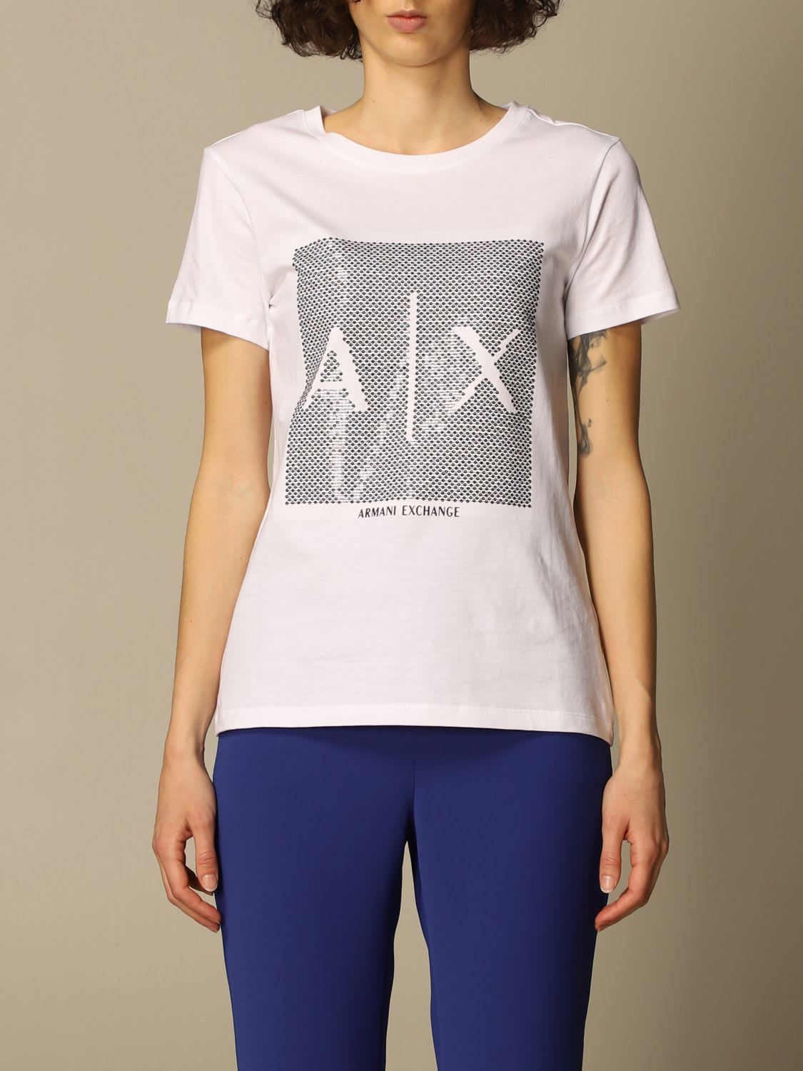 Armani Collezioni Armani Exchange T-shirt Armani Exchange Cotton T-shirt With Big Sequin Logo