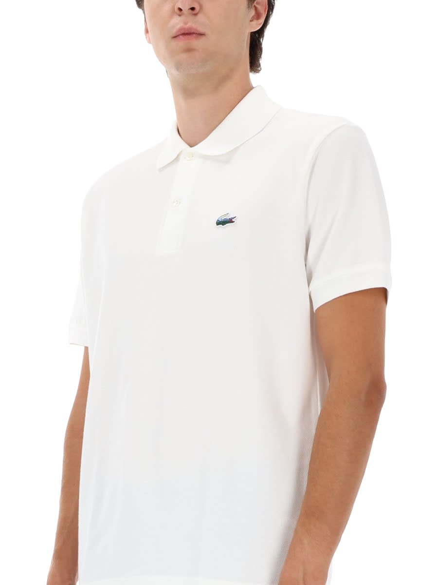 Lacoste Short Sleeve Pima Jersey Interlock Regular Fit Polo Shirt In White