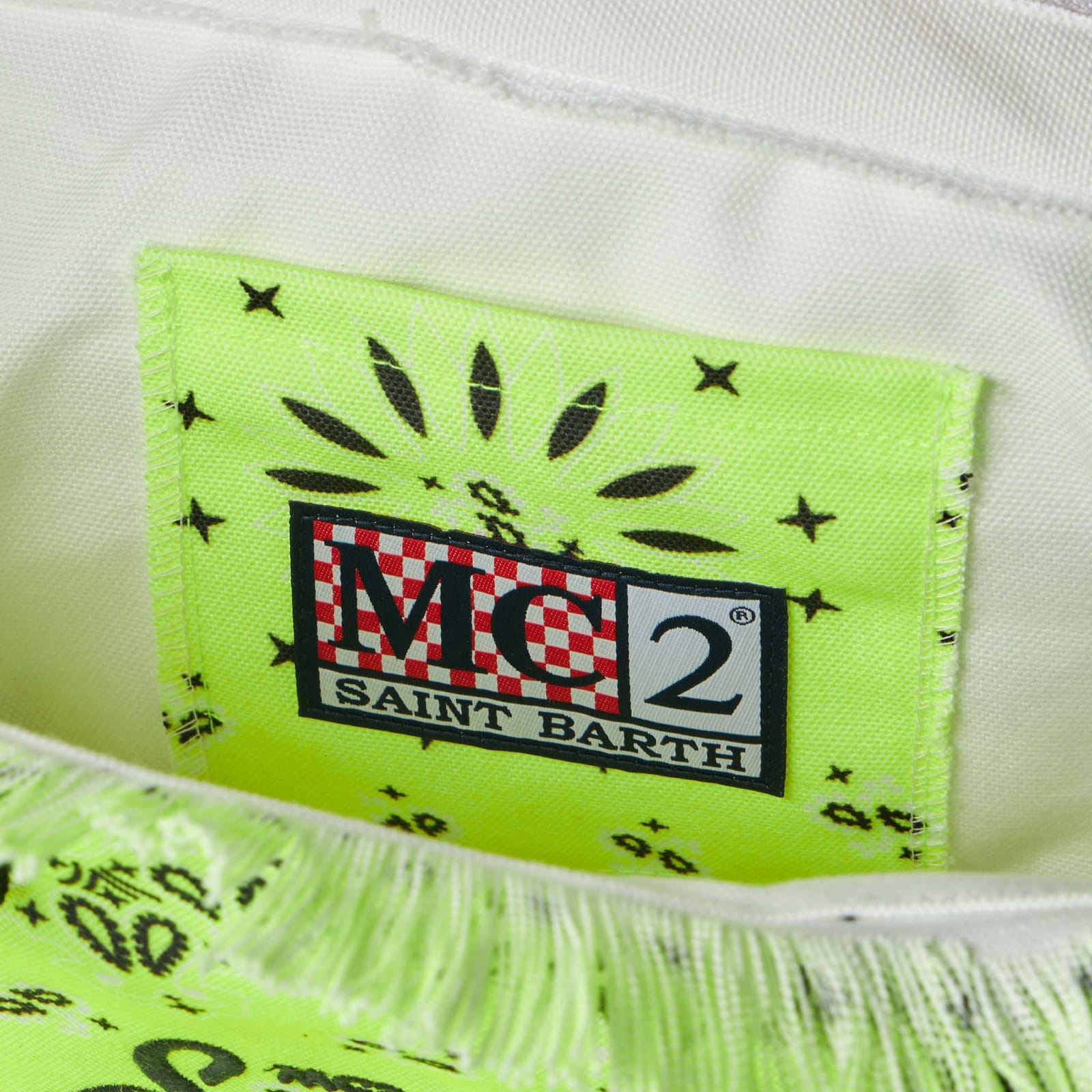 Shop Mc2 Saint Barth Vanity Fluo Yellow Shoulder Bag With Bandanna Print
