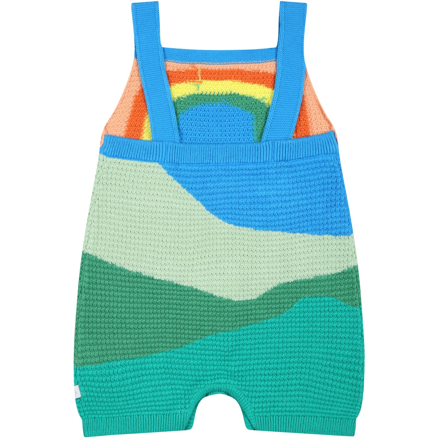 Shop Stella Mccartney Multicolor Dungarees For Baby Girl With Sun And Clouds