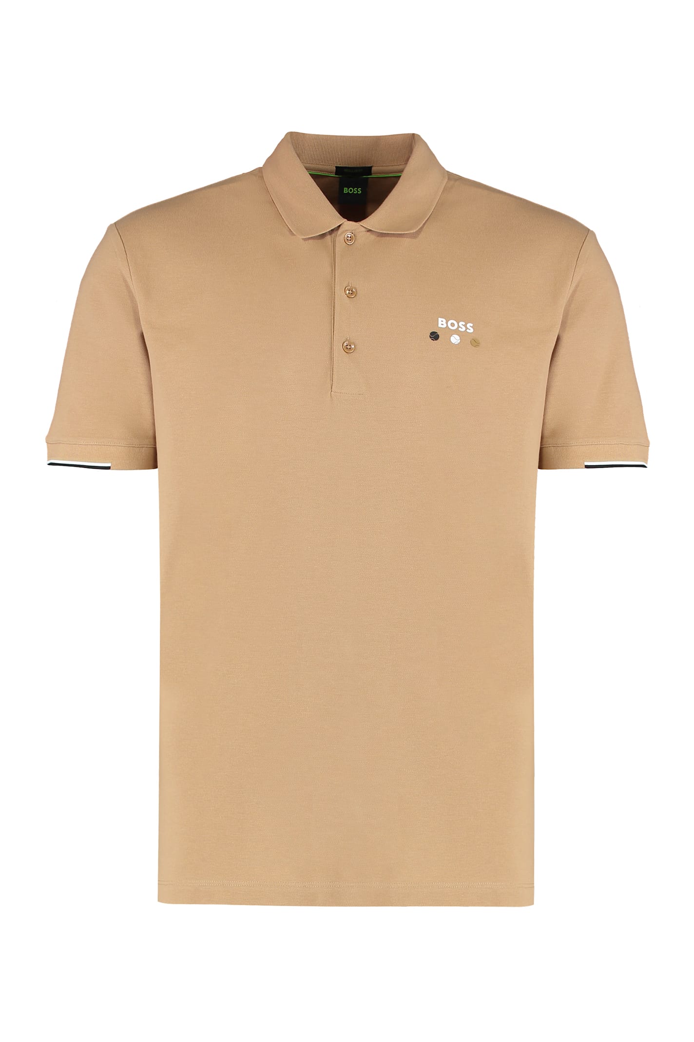 Hugo Boss Cotton Polo With Tennis Inspired Graphics In Gold