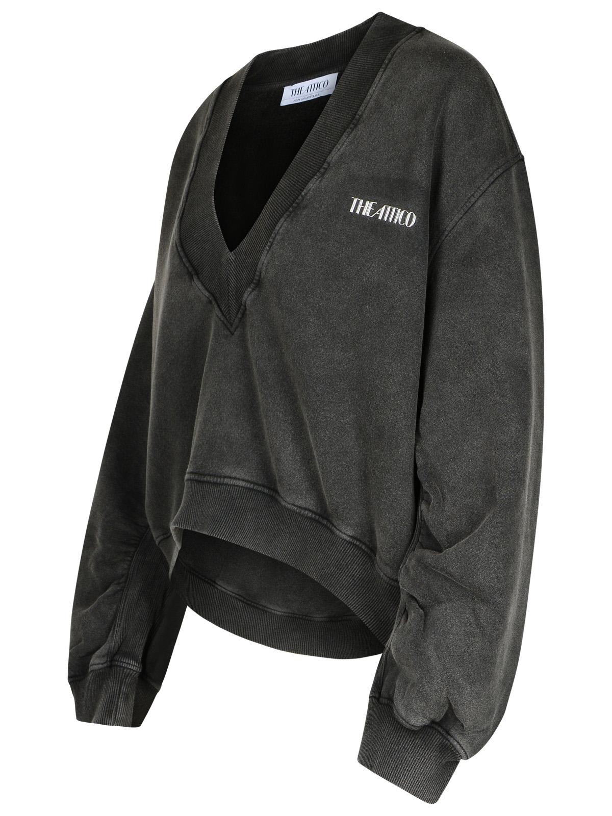 Shop Attico Gray Cotton Sweatshirt In Faded Black