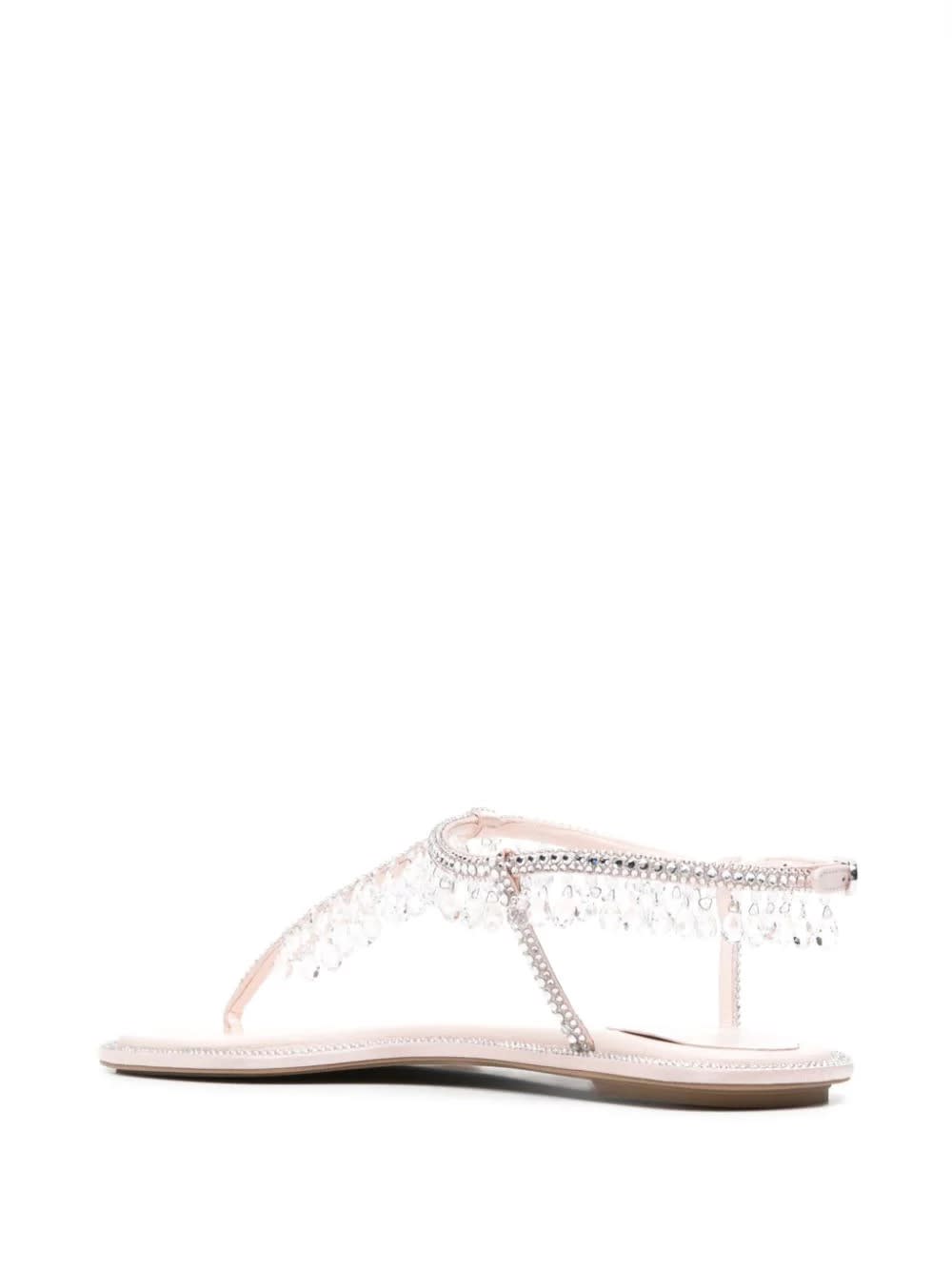 Shop René Caovilla Pink Diana Sandals With Crystals