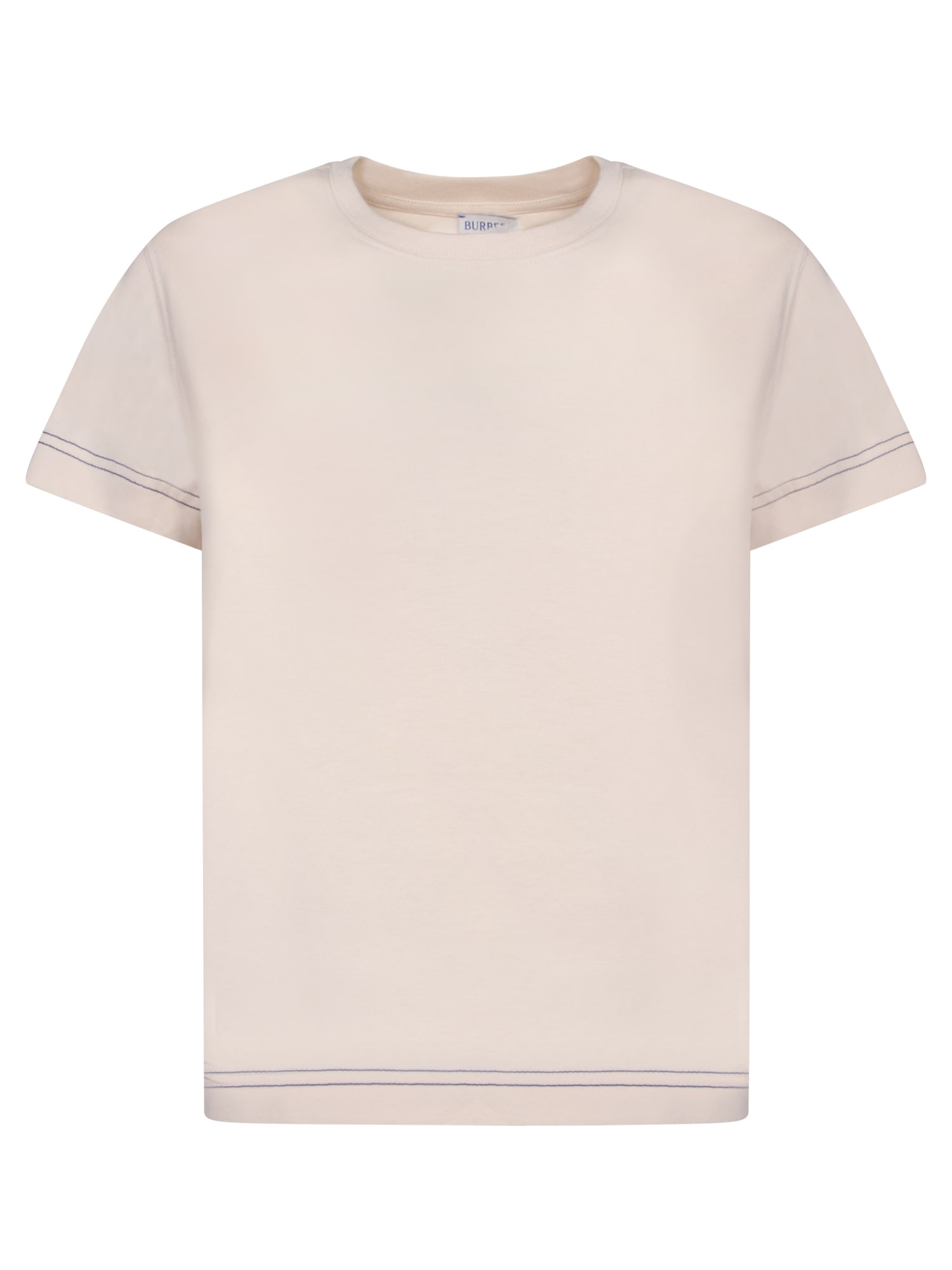 Shop Burberry Soap Logo Beige Cotton T-shirt