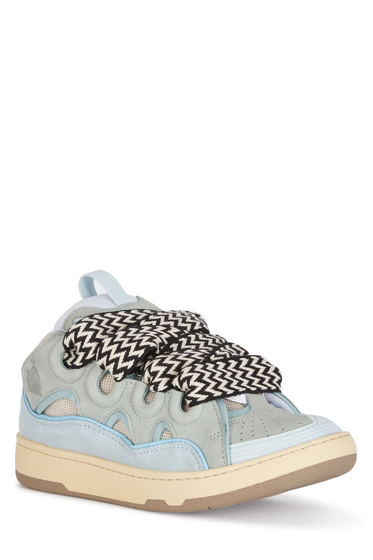 Lanvin Curb Multicolor Low-top Sneaker With Oversized Laces In Leather Woman In Blue