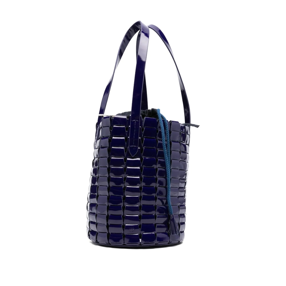 Dragon Diffusion Patent Leather Woven Bucket Bag In Purple