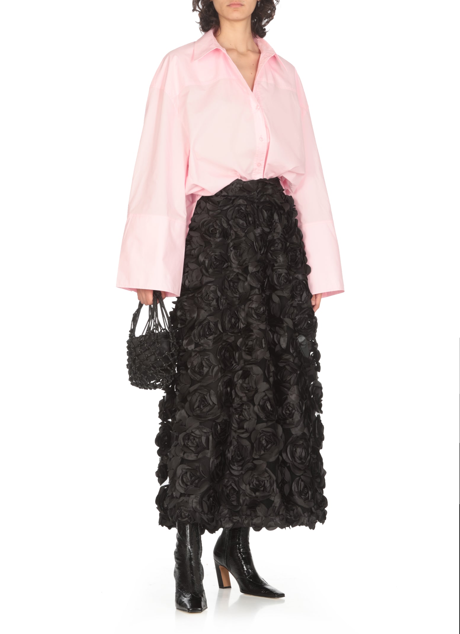 Shop Rotate Birger Christensen Cotton Oversize Shirt In Pink