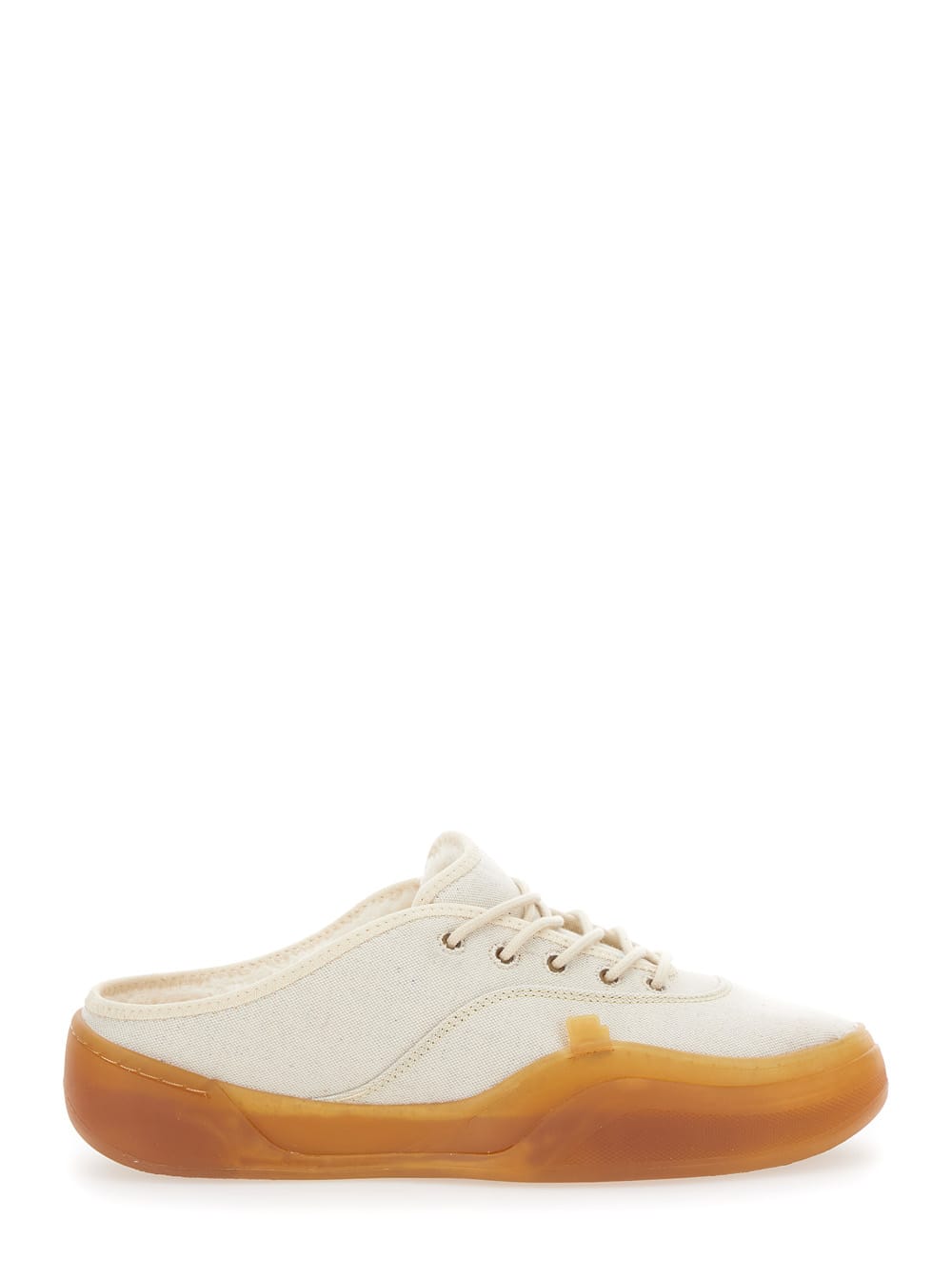 low Skate Mule White Low Top Sneakers With Contrasting Sole In Cotton Man