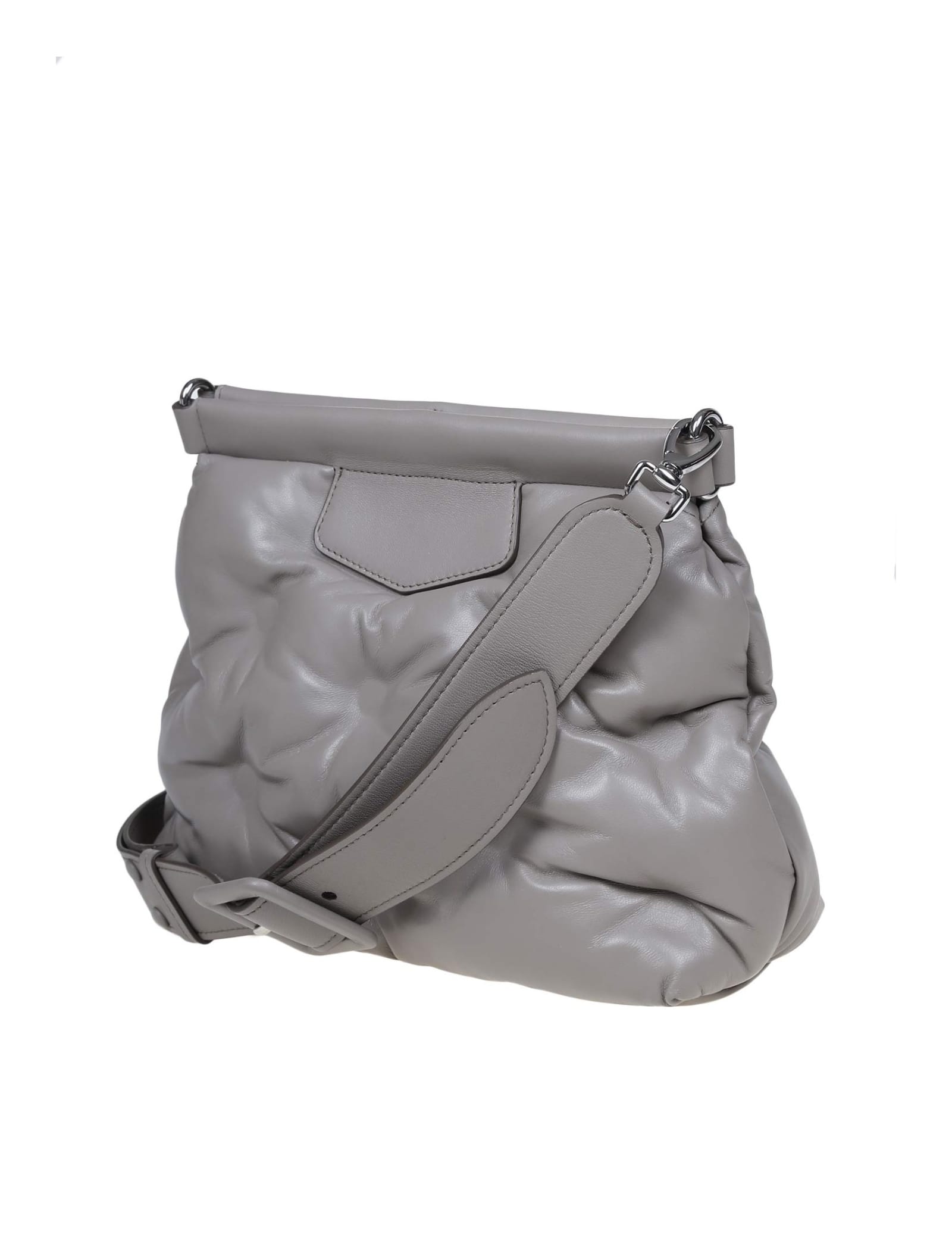 Shop Maison Margiela Shoulder Bag In Matelasse Leather Gray Color In Calce
