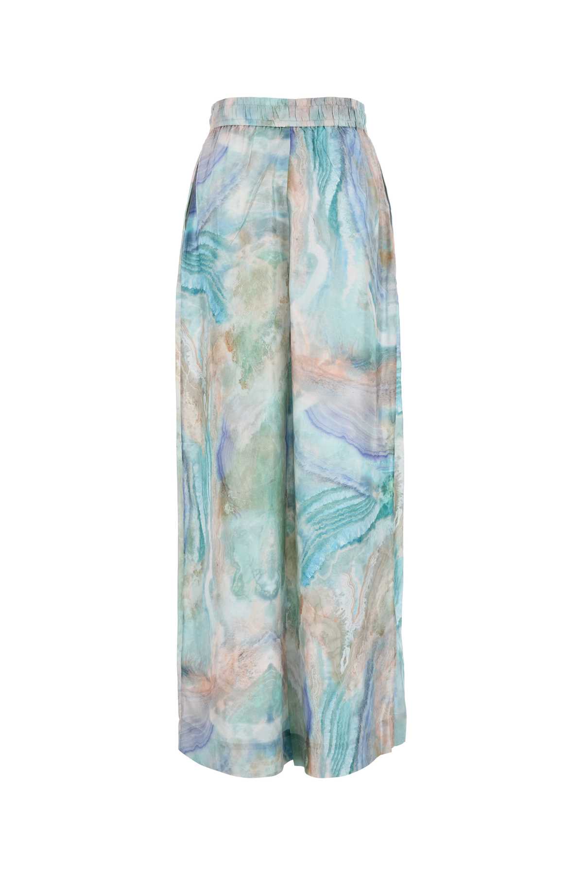 Shop Zimmermann Multicolor Silk Illuminate Wide-leg Pant In Blueagate