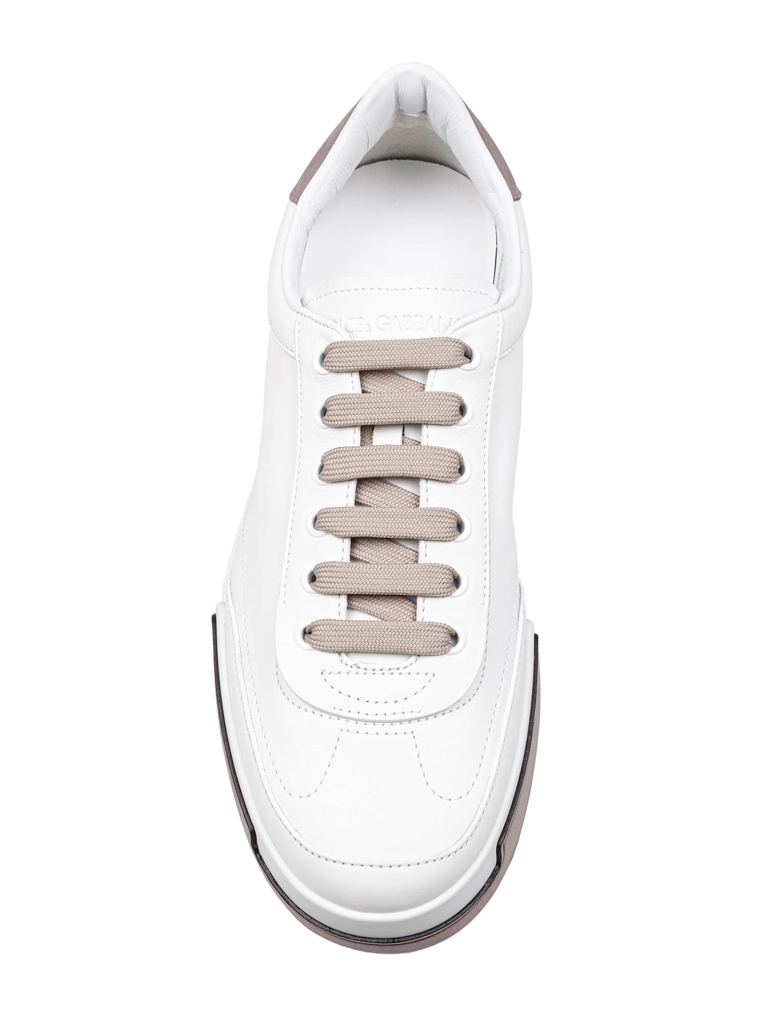 Dolce & Gabbana Portofino Yatch Sneakers In Calfskin Color White And Dove Grey In White