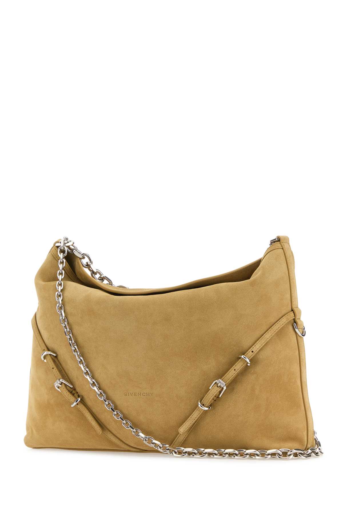 Shop Givenchy Beige Suede Voyou Chain Shoulder Bag In Hazel