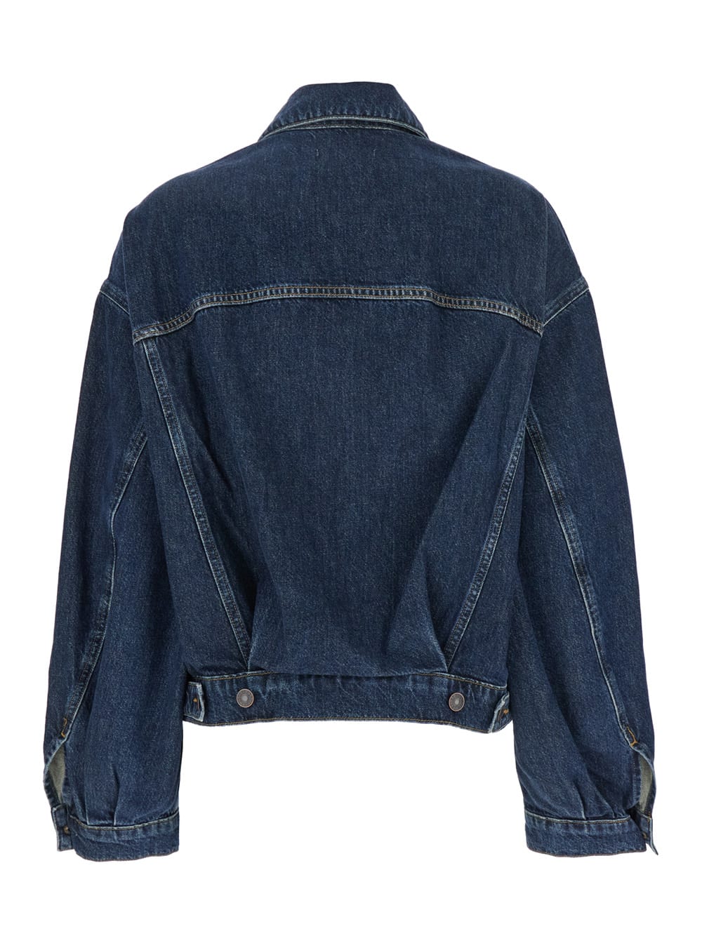 AGOLDE DALTON BLUE JACKET WITH CLASSIC COLLAR AND PUFFED SLEEVES IN DENIM WOMAN