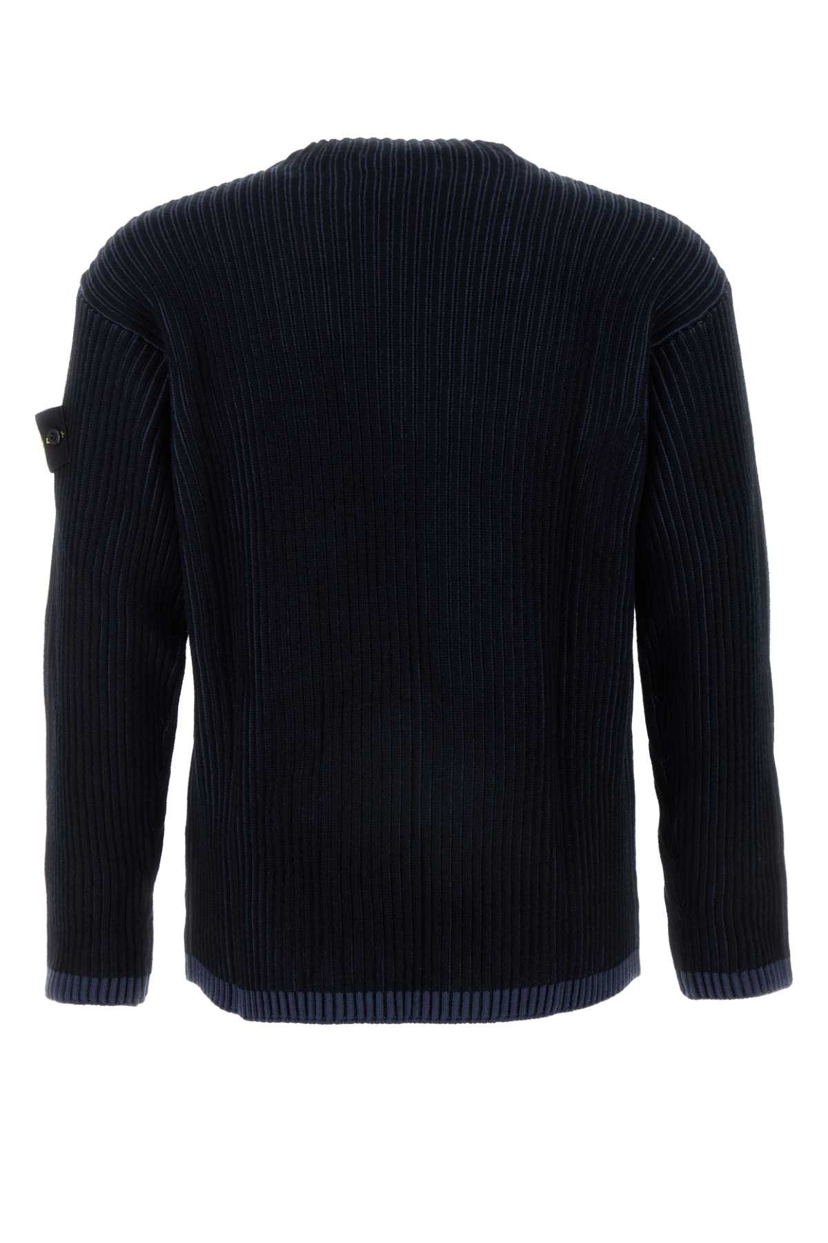 Shop Stone Island Navy Blue Wool Sweater In Navyblue