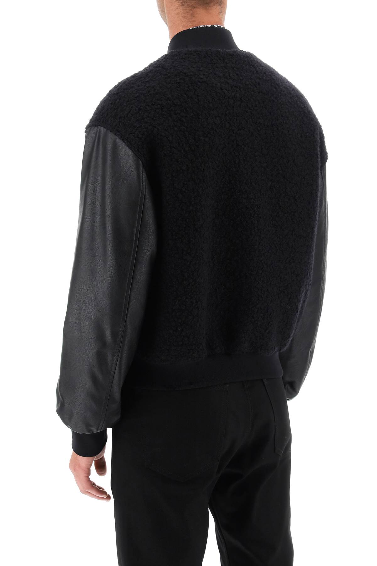 Shop Dolce & Gabbana Wool Teddy Bomber Jacket In Nero (black)