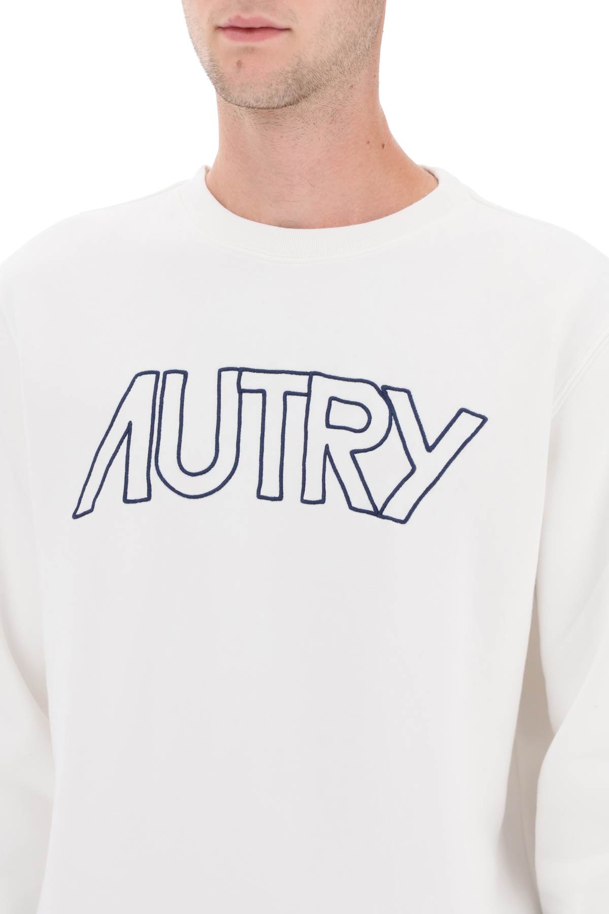 Shop Autry Crew-neck Sweatshirt With Logo Embroidery In White