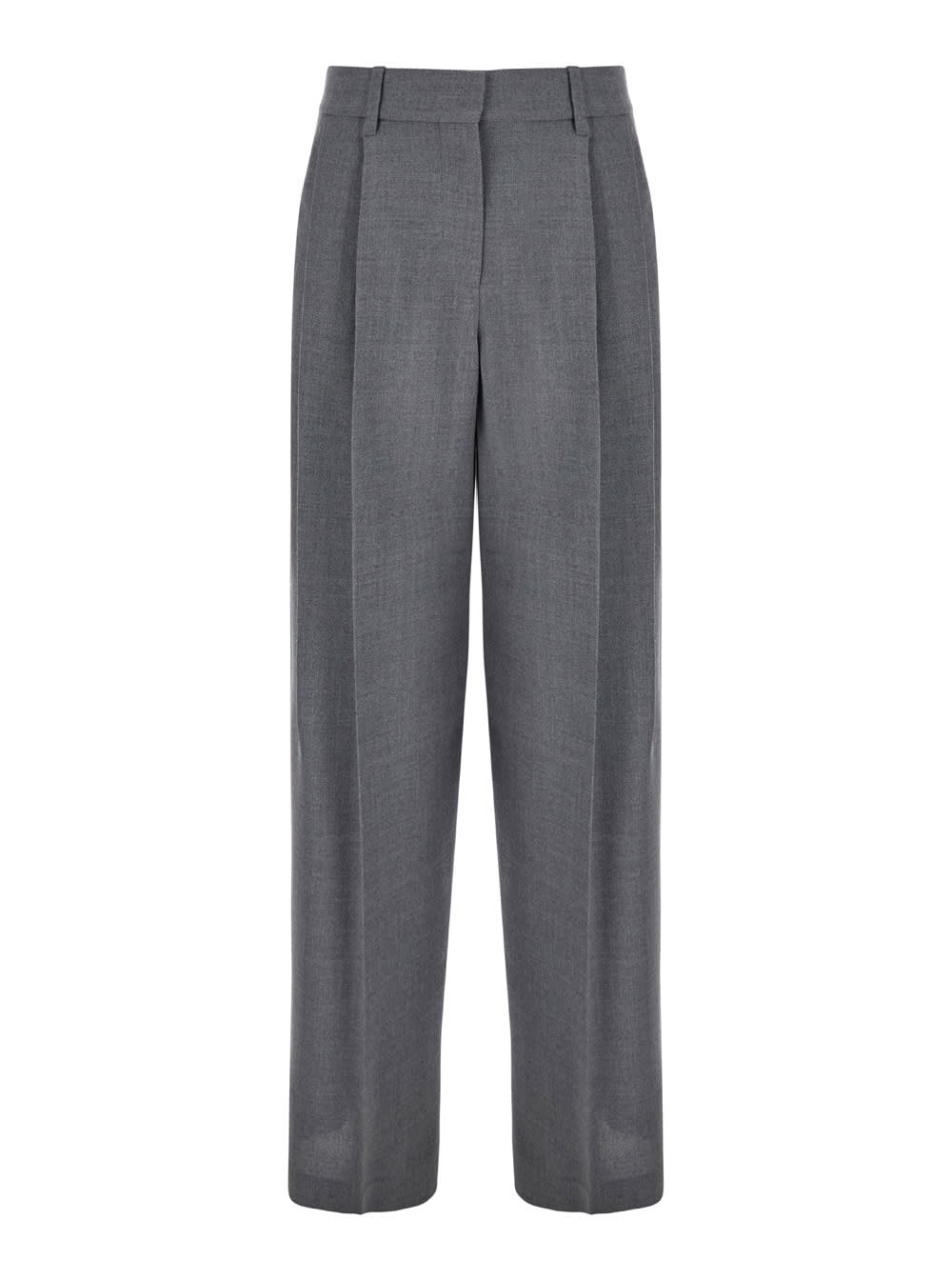 BRUNELLO CUCINELLI GREY PANTS WITH BELT LOOPS IN WOOL WOMAN 