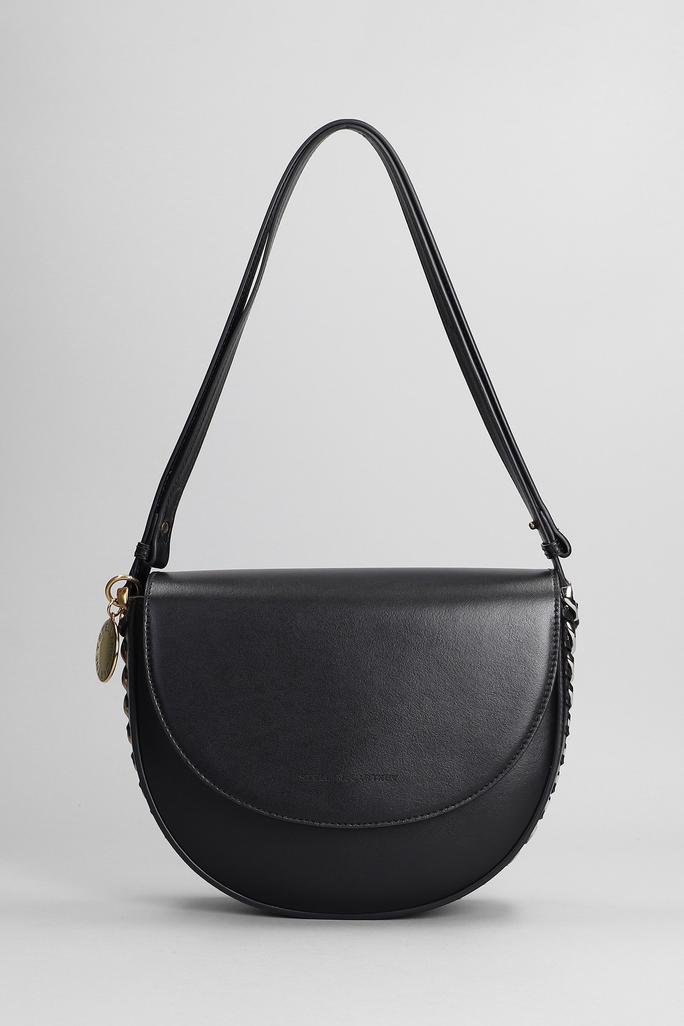 Stella Mccartney Medium Flap Shoulder Bag In Black Polyamide