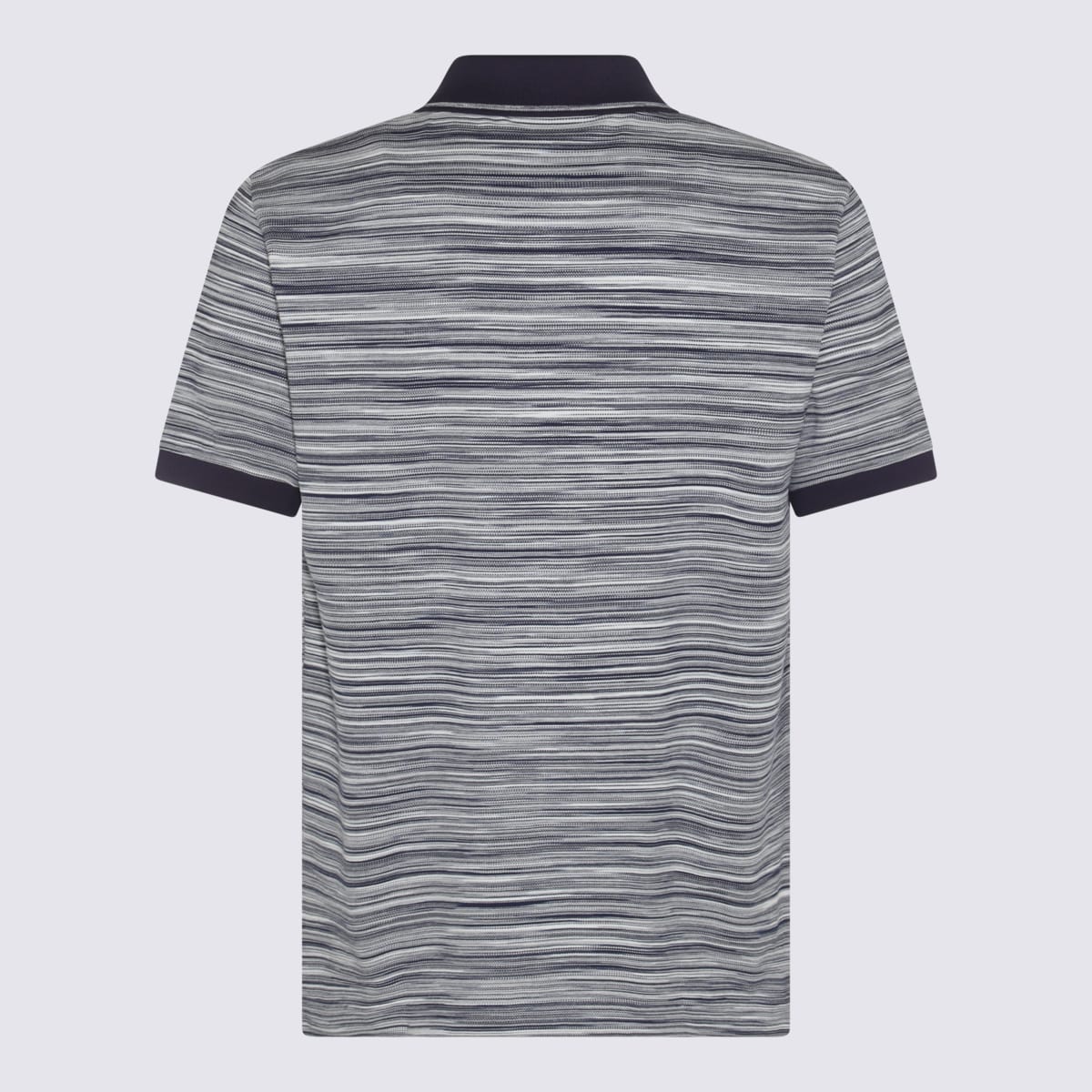 Shop Missoni Grey Cotton Polo Shirt In Space Dyed Navy White