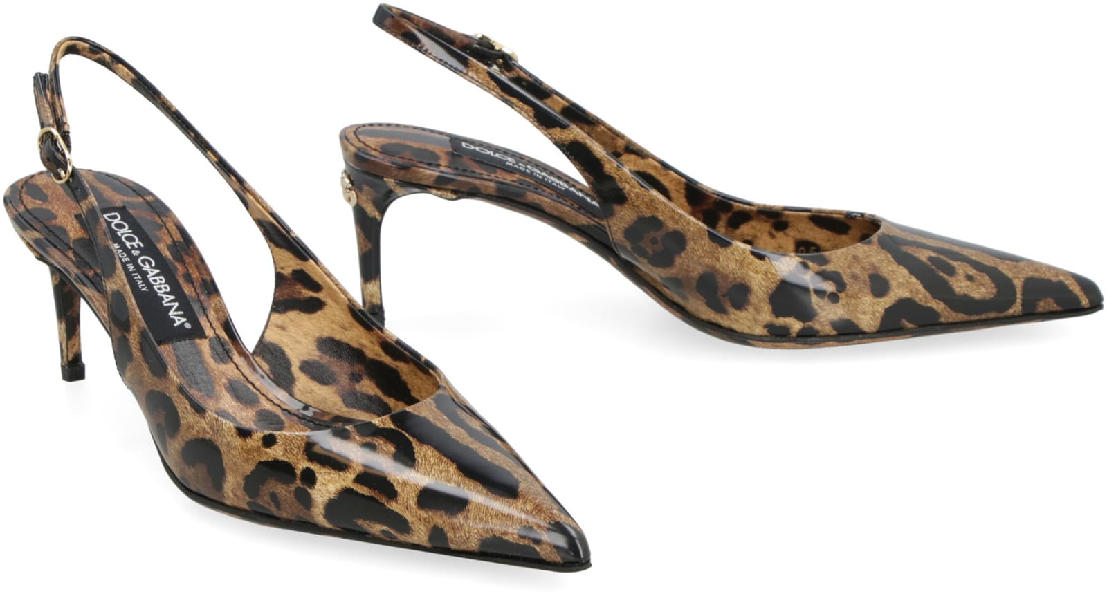 Shop Dolce & Gabbana Lollo Leather Slingback Pumps In Leopard