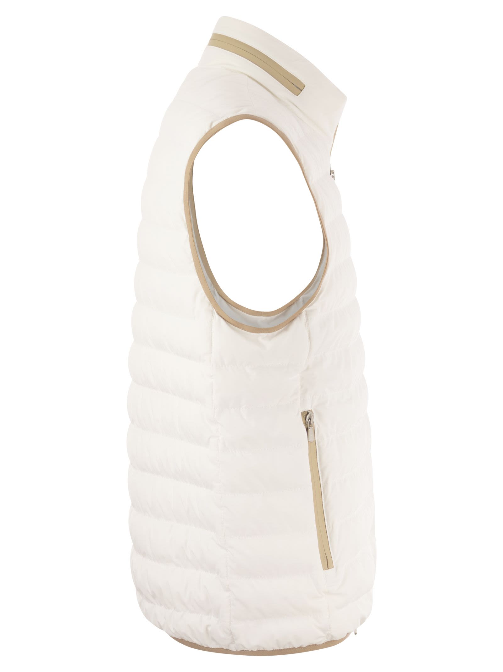 Shop Brunello Cucinelli Sleeveless Down Jacket In Membranated Nylon In White
