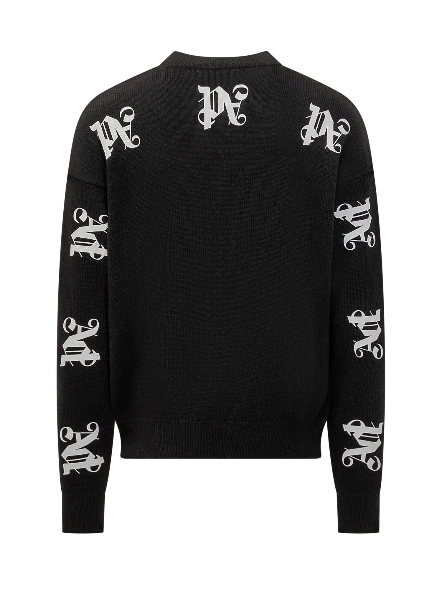 Shop Palm Angels Sweater With Pa Monogram In Black Off White