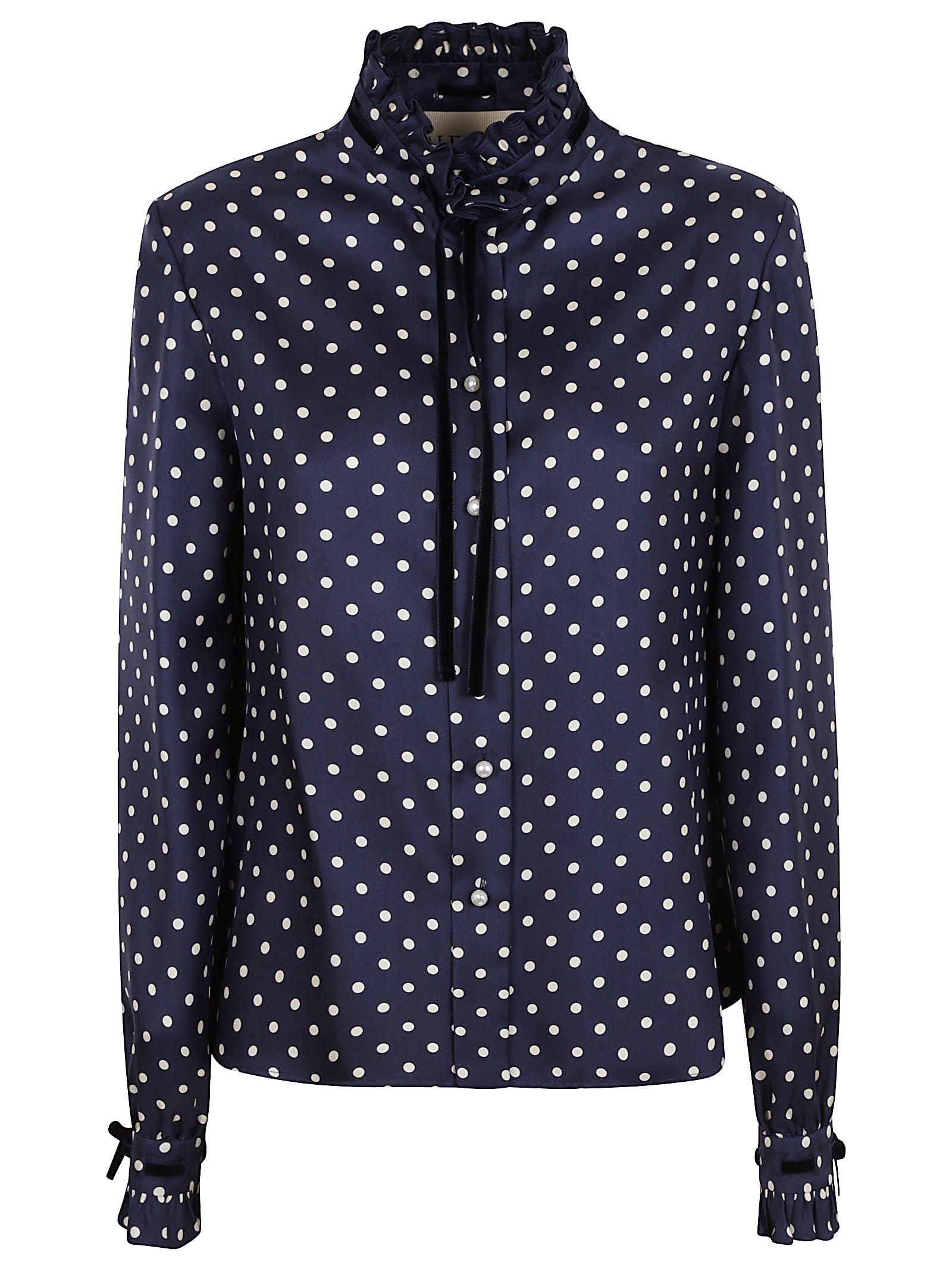 Valentino Shirt Pattern Twill Plus De Pois Pois Medio In Blue