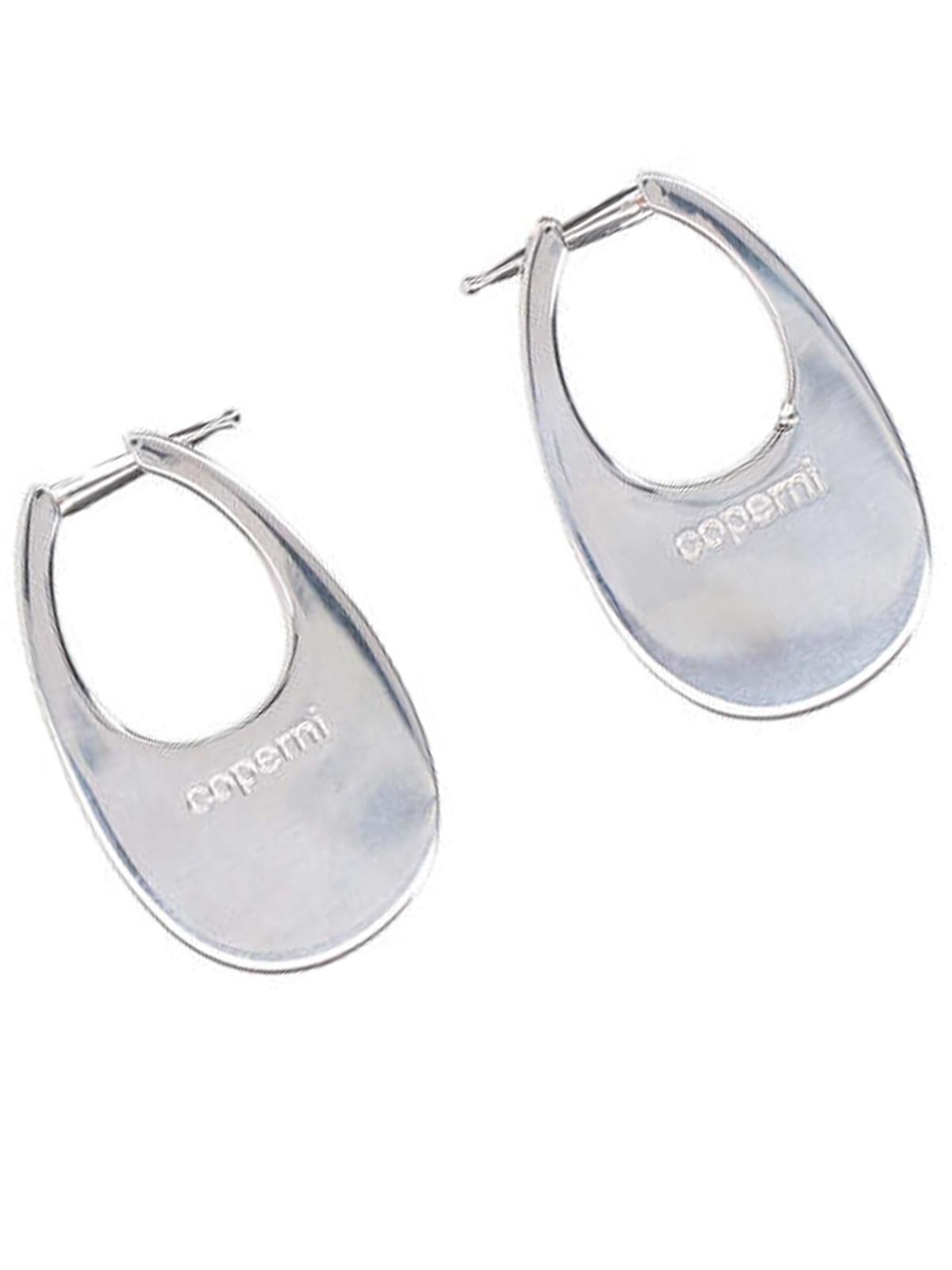 Shop Coperni Swipe Medium Earrings In Silver