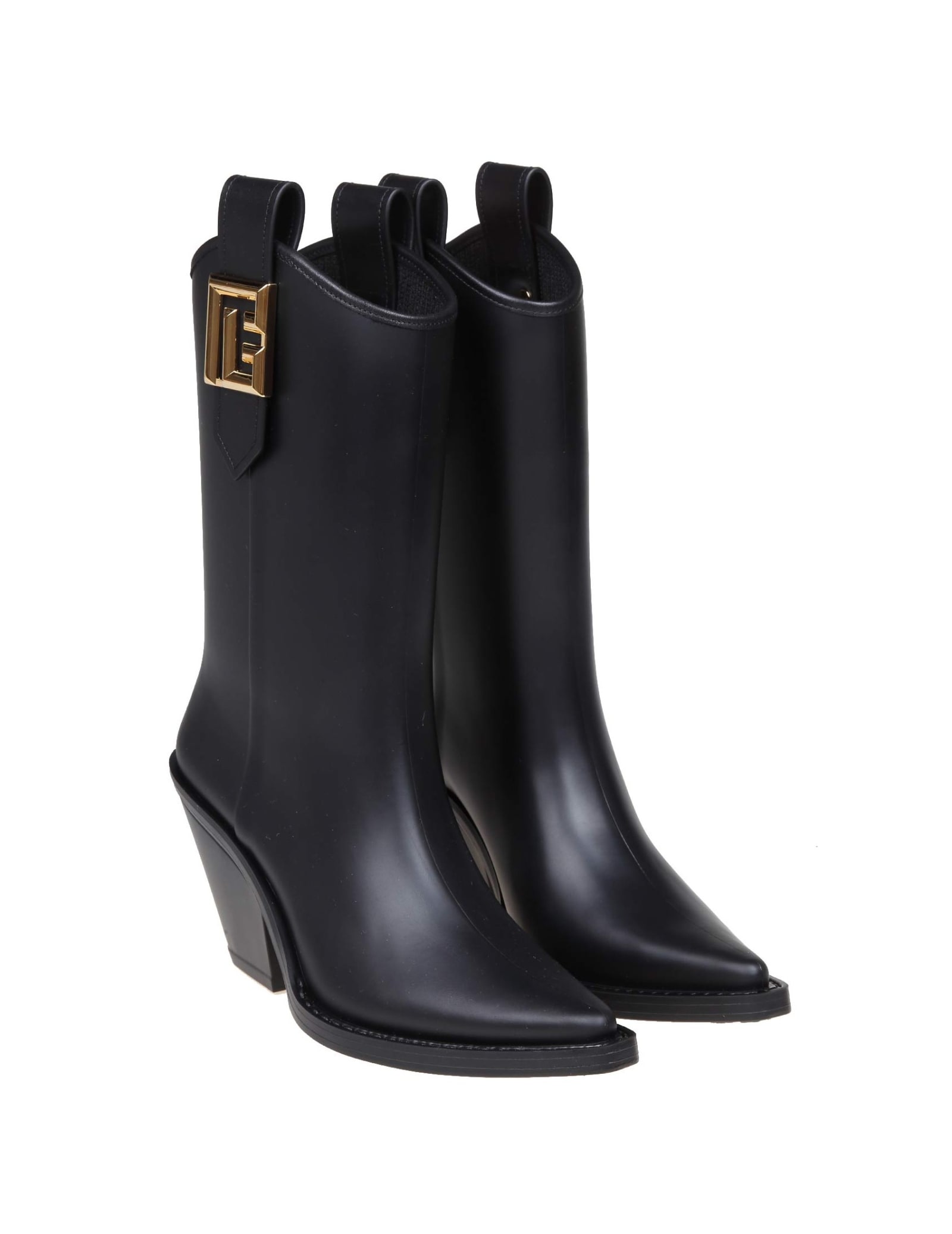 Shop Balmain Tess Pb Rubber Ankle Boot Black Color In Noir