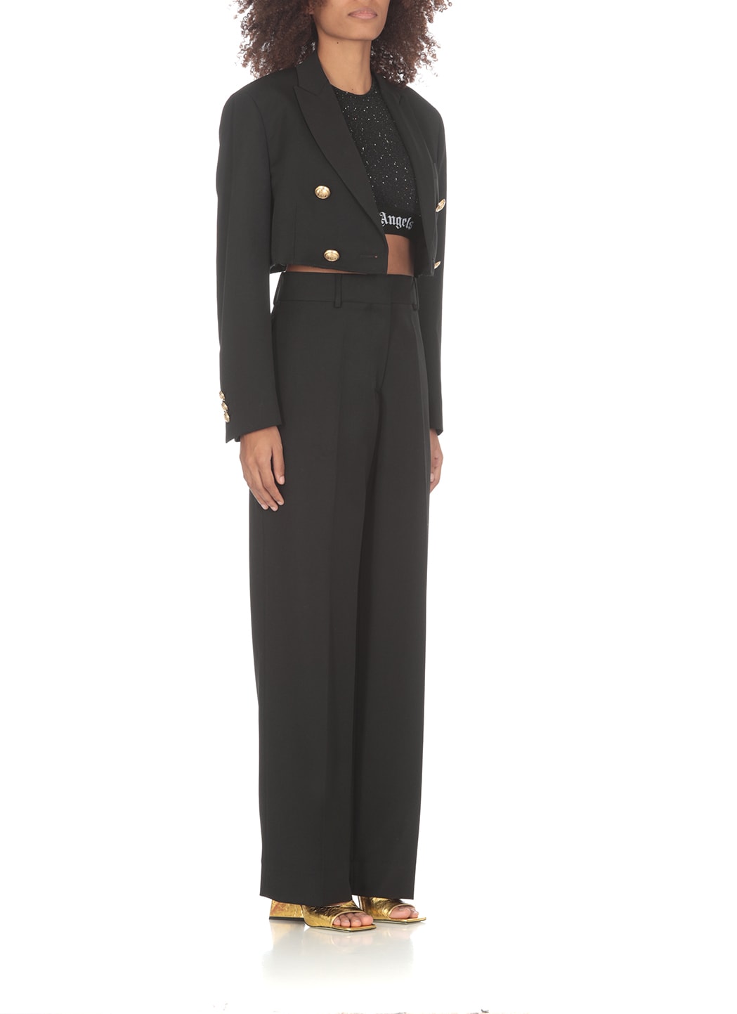 Palm Angels Cropped Track Pants In Black