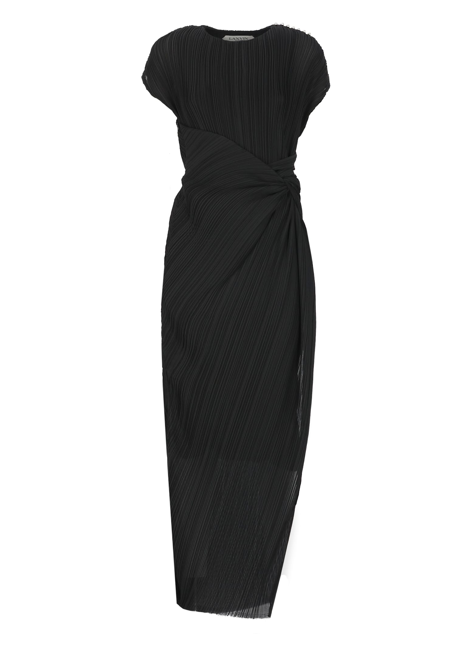 Shop Lanvin Pleated Dress In Black