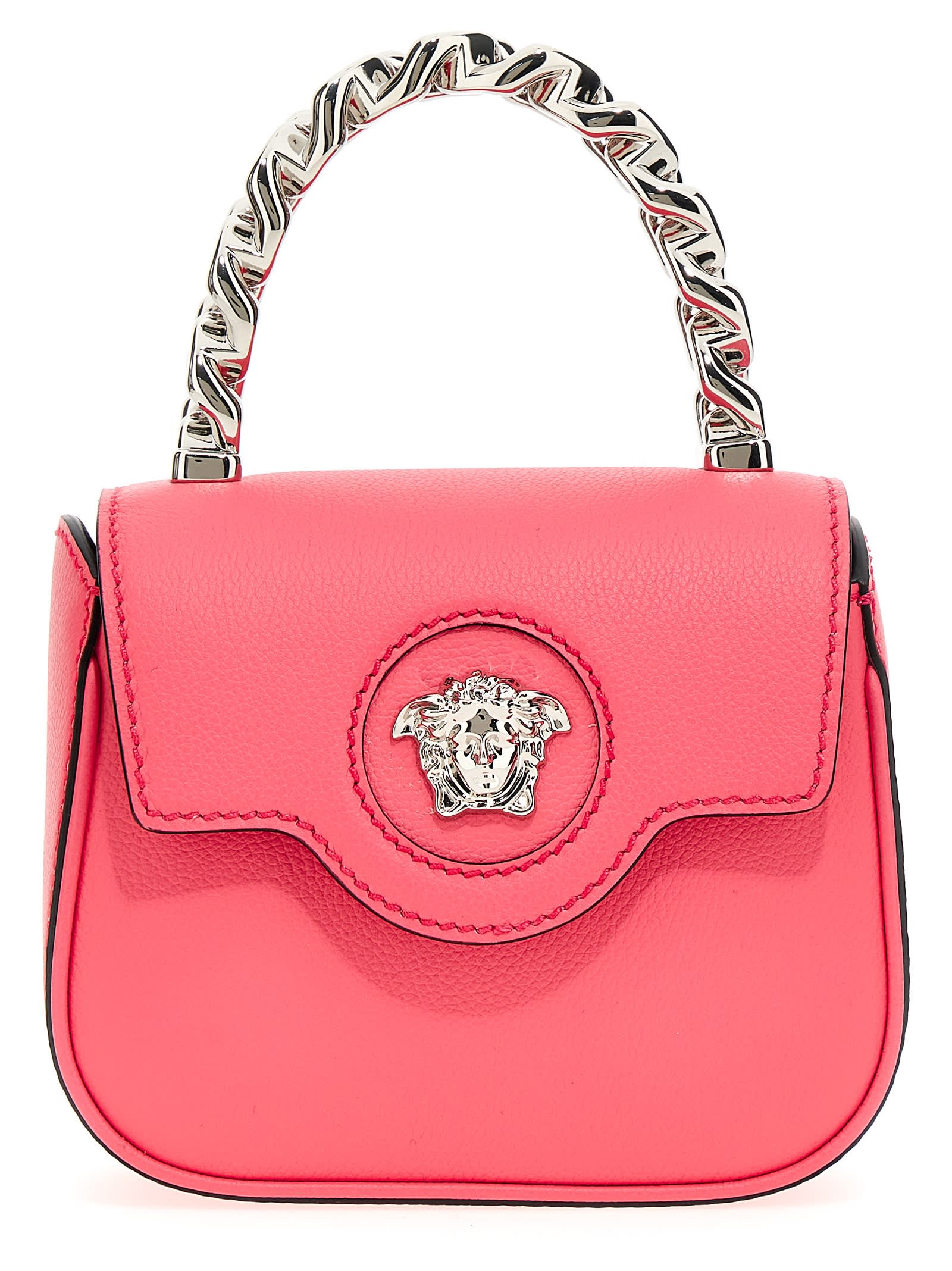 La Medusa Mini patent leather tote bag in pink - Versace