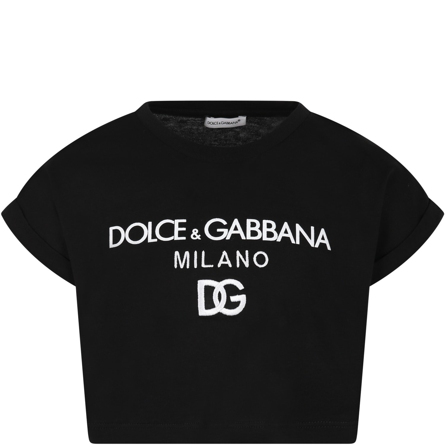 Dolce & Gabbana Black T-shirt For Girl With Logo