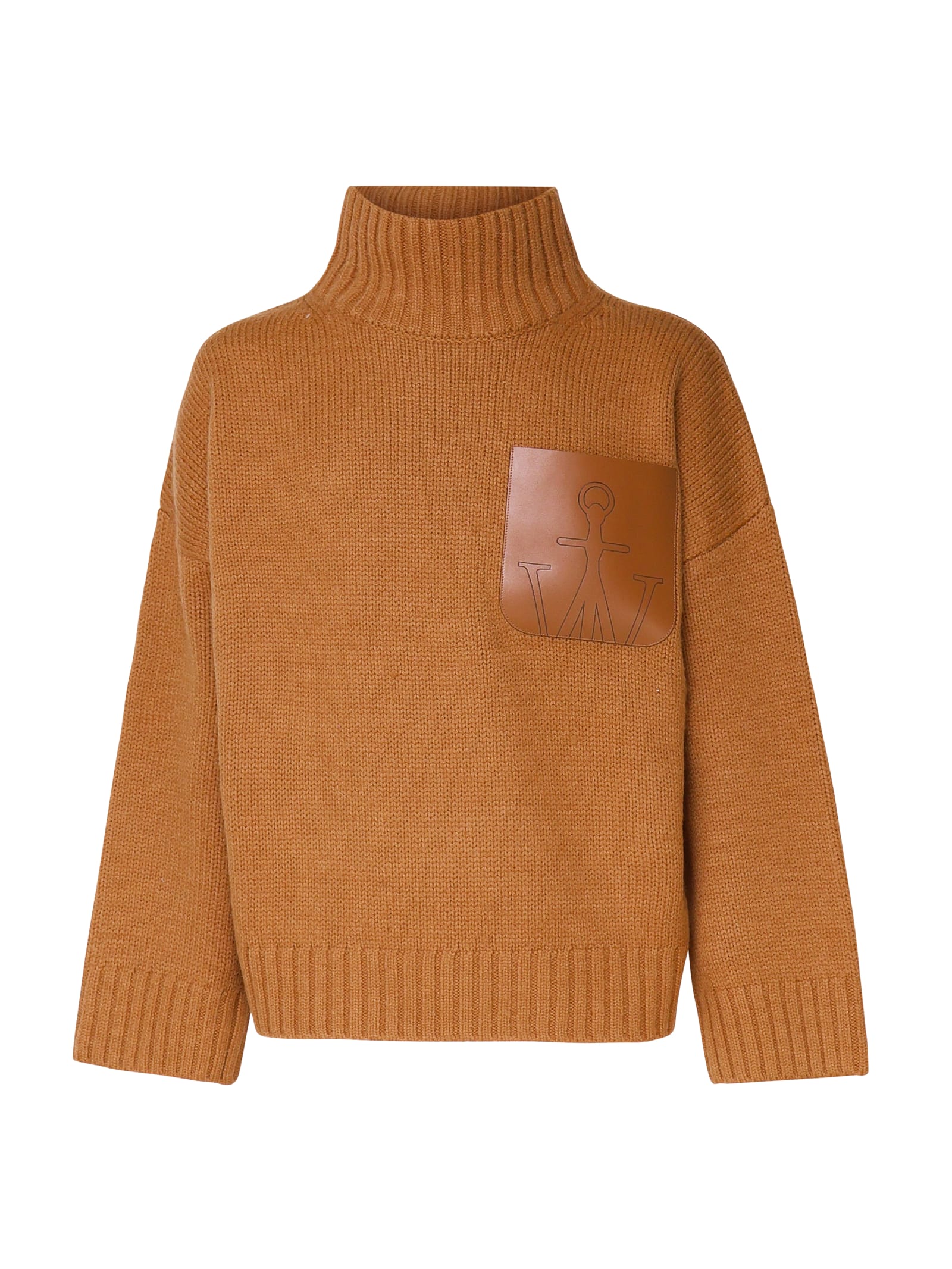 Shop Jw Anderson Leather Patch Pocket Jumper In Tobacco