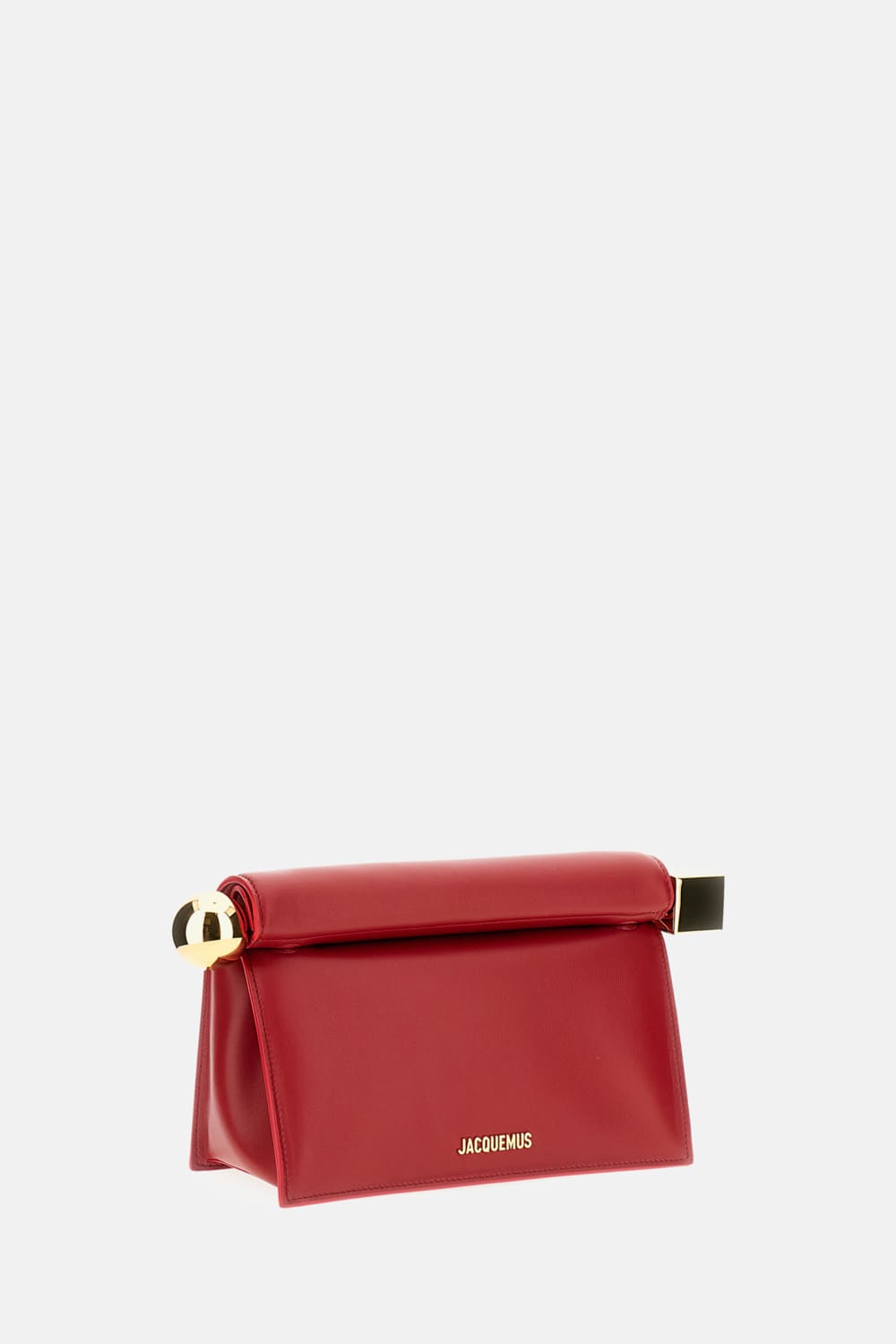 Jacquemus Leather Clutch Bag Top Handle In Red