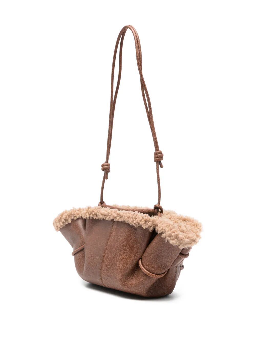 Hereu Arta Mini Curly Shearling Trims Bags In Brown