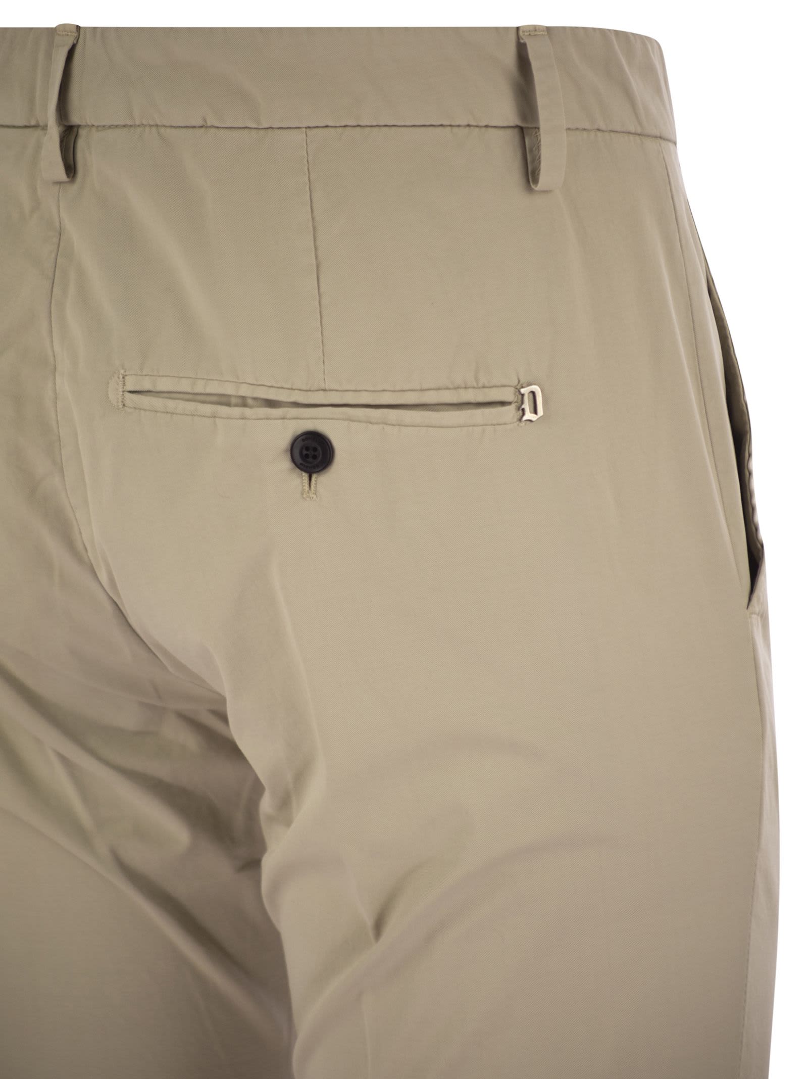 Dondup Gaubert Slim Fit Gabardine Trousers In Lievito