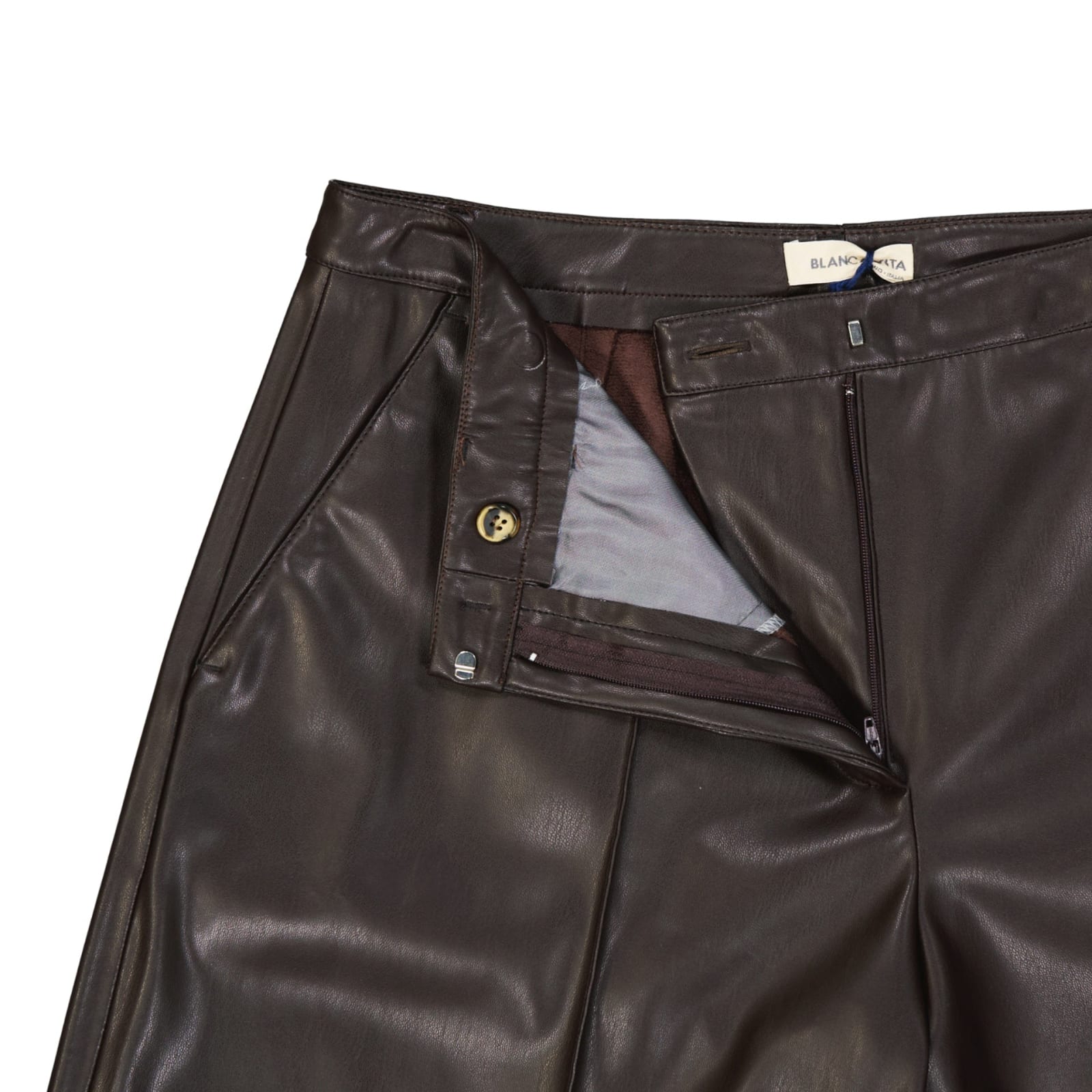 Shop Blanca Vita Faux Leather Shorts In Brown