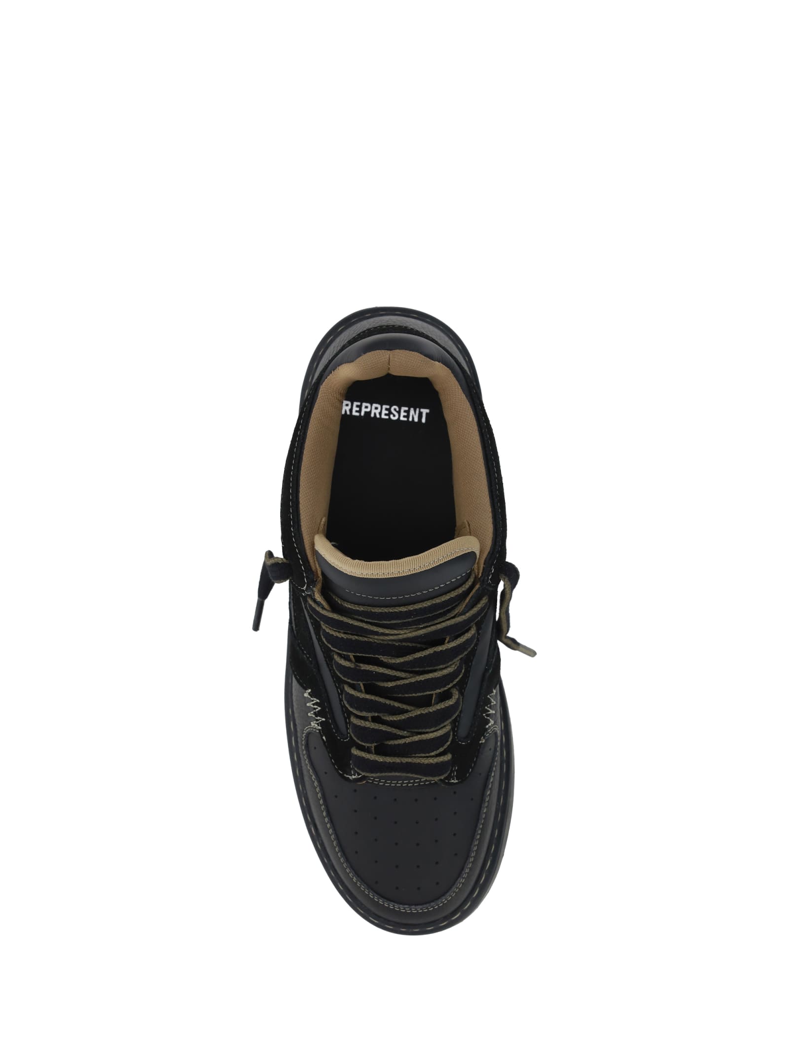 Shop Represent Reptor Sneakers In Black/washed Taupe