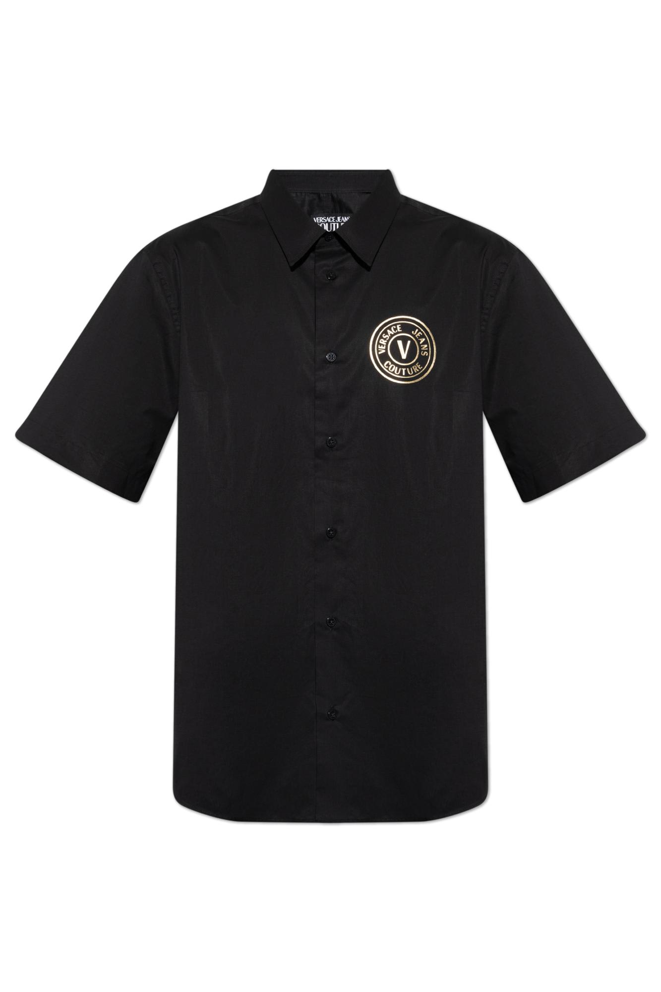 Shop Versace Jeans Couture Shirt With Logo In Black Gold