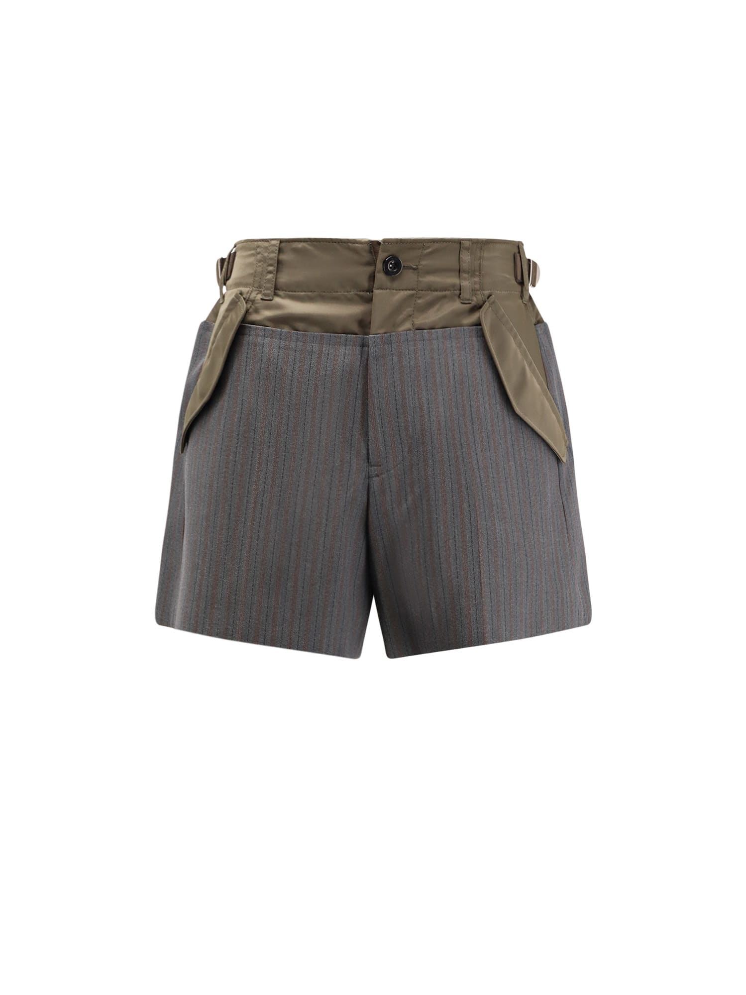 Sacai Wool Shorts Featuring Nylon Accents