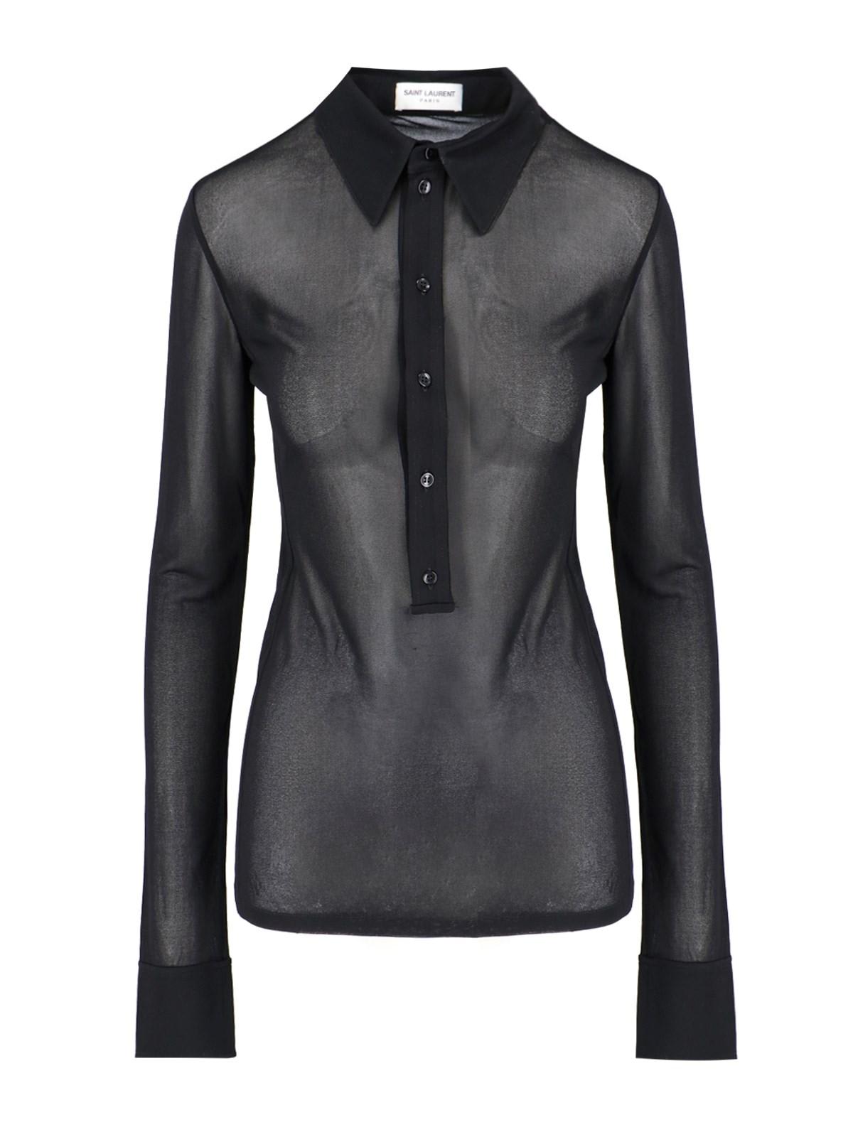 Shop Saint Laurent Semi-transparent Shirt In Nero