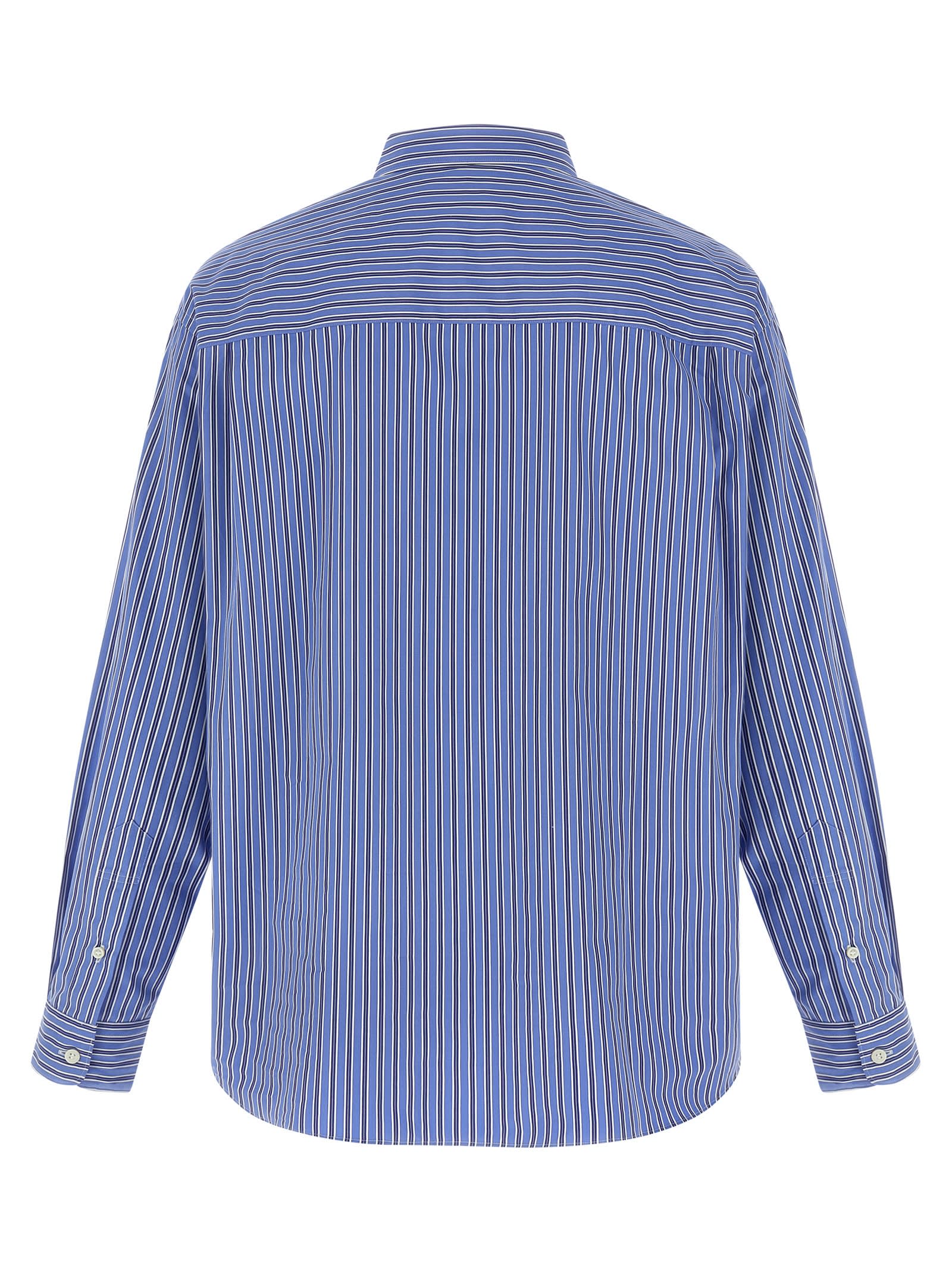 Comme Des Garçons Homme Deux Patch Striped Shirt In Blue