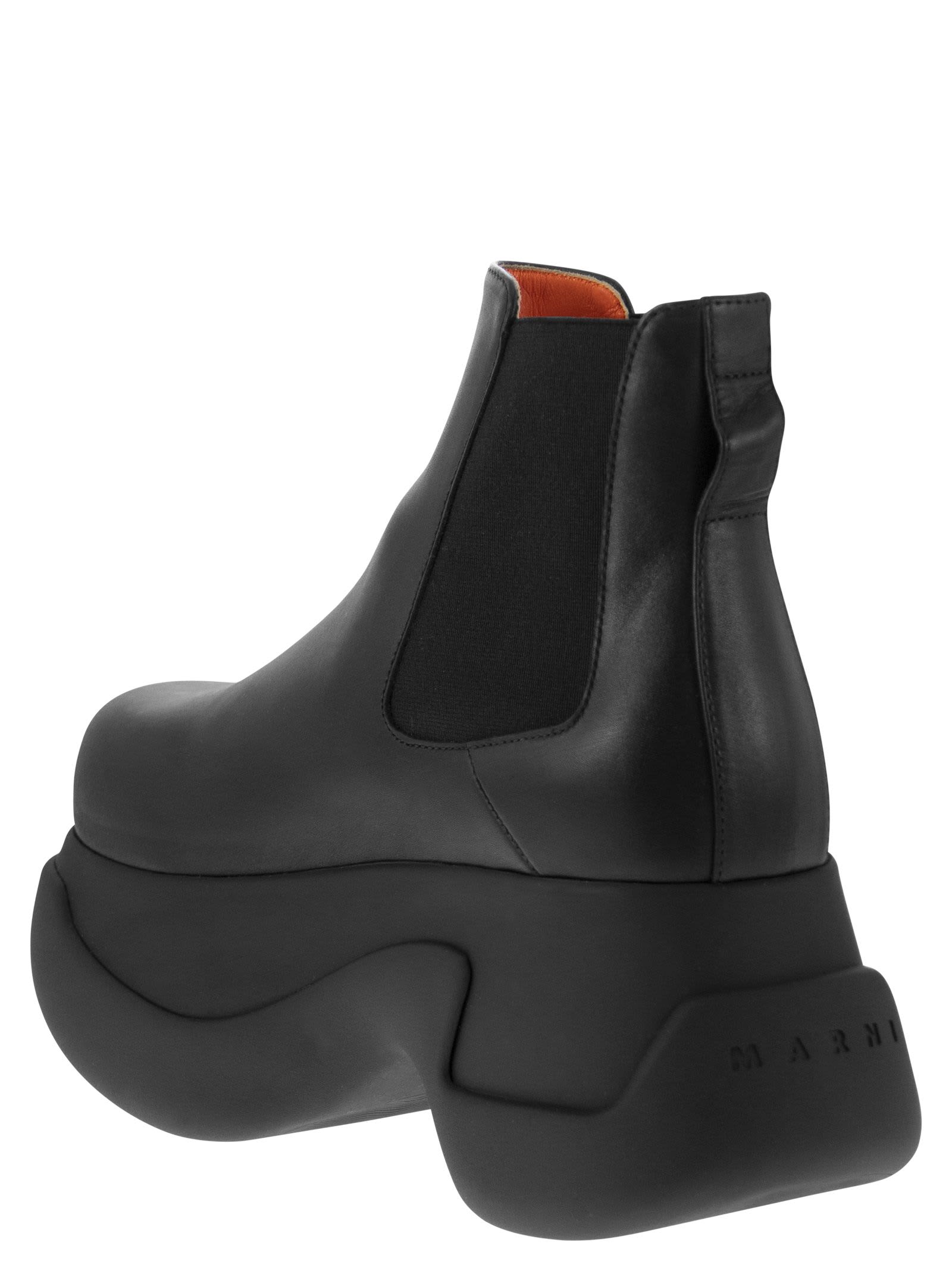 Shop Marni Leather Chelsea Boot In Black